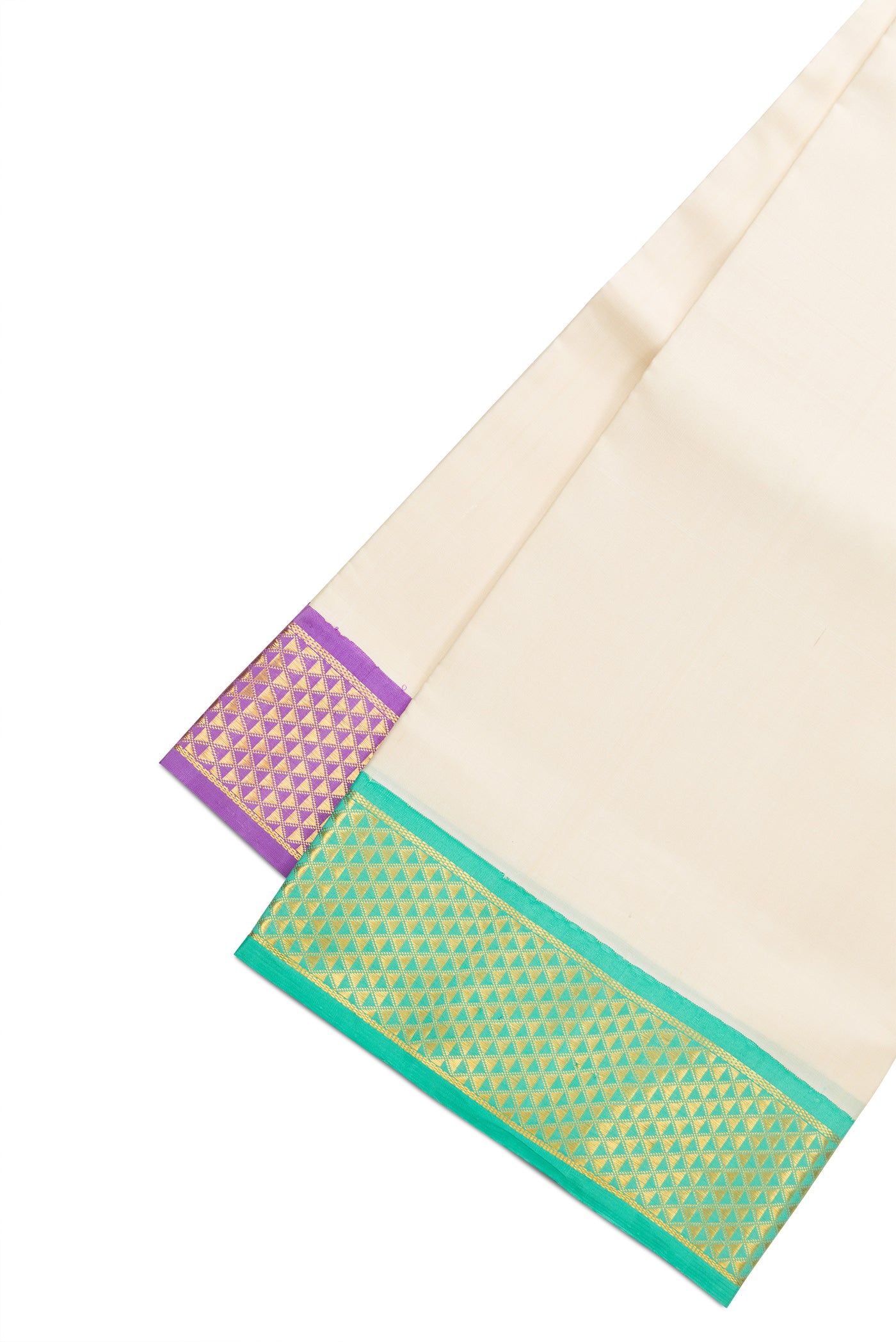 Sandal Silk Dhoti With Angavastram (8X4) Muzham with Plain Body and Ganga Jamuna Border