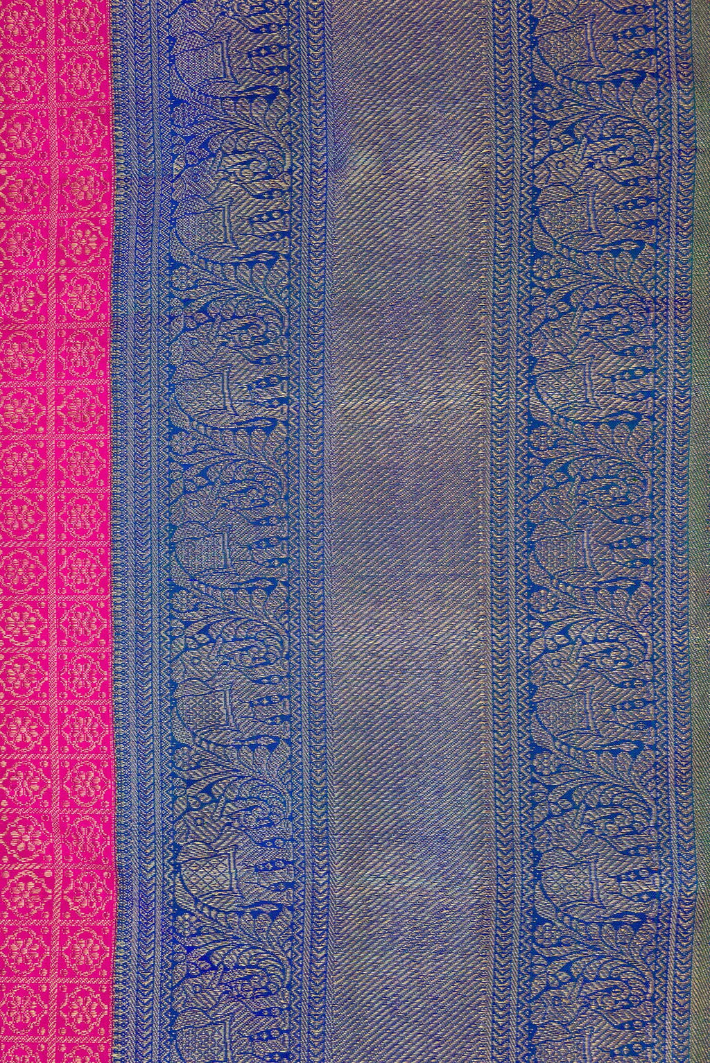 Border image of Dark Pink Dual Tone Kanjivaram Silk Saree with Zari Brocade on the body and Zari Border. 