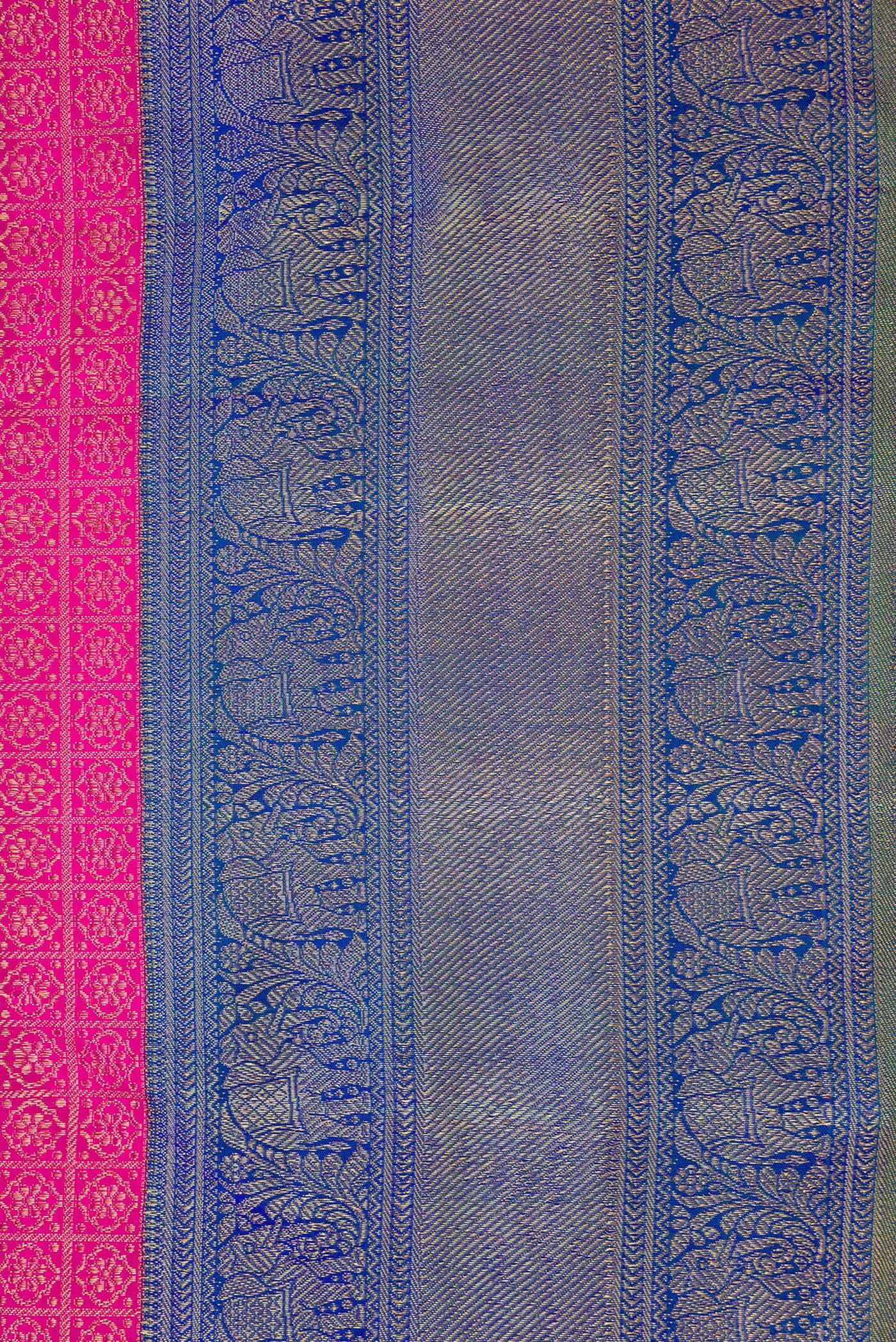 Border image of Dark Pink Dual Tone Kanjivaram Silk Saree with Zari Brocade on the body and Zari Border. 