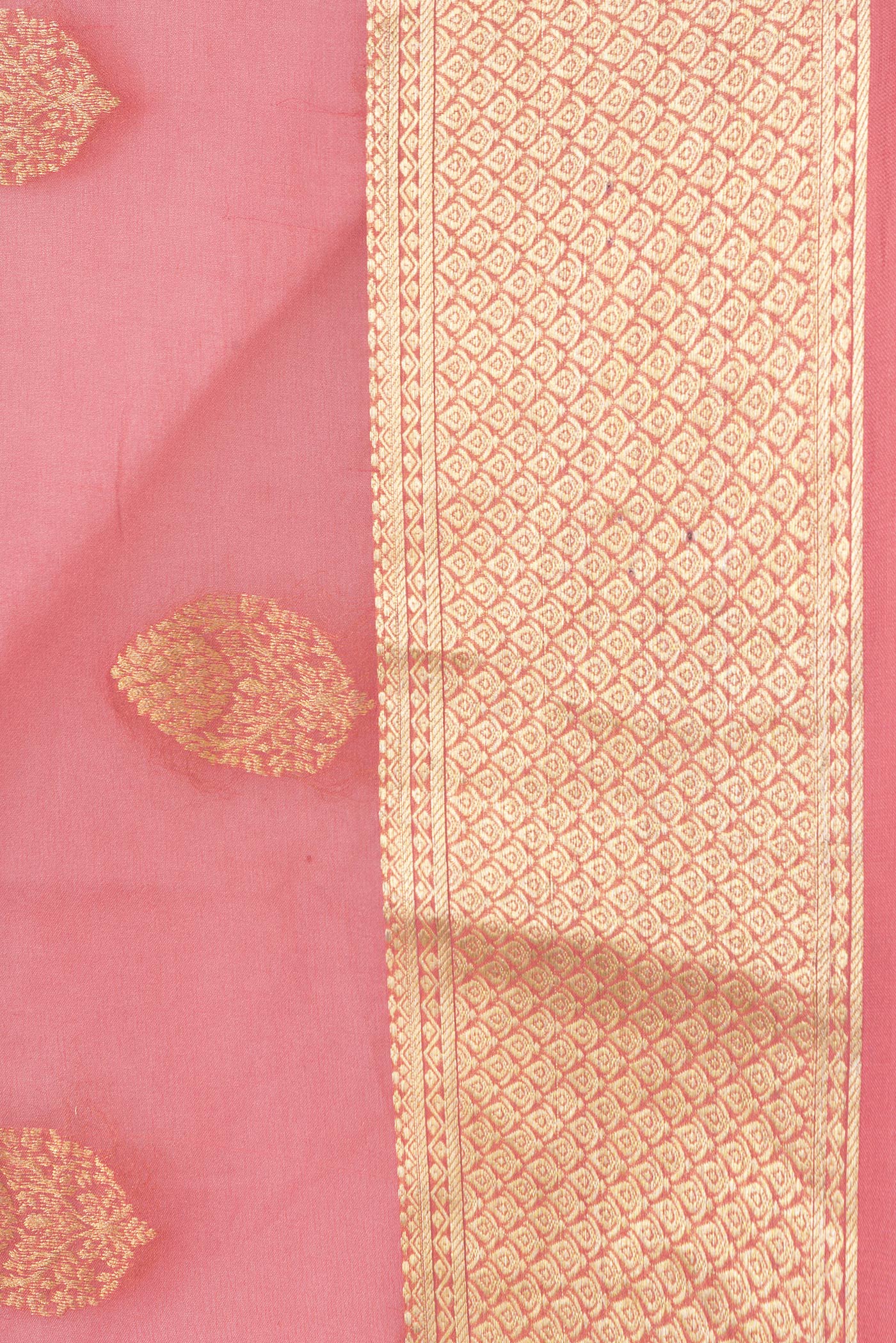 Border image of Pink Dual Tone Mysore Georgette Saree with Zari Butta on the body and Zari Border. 