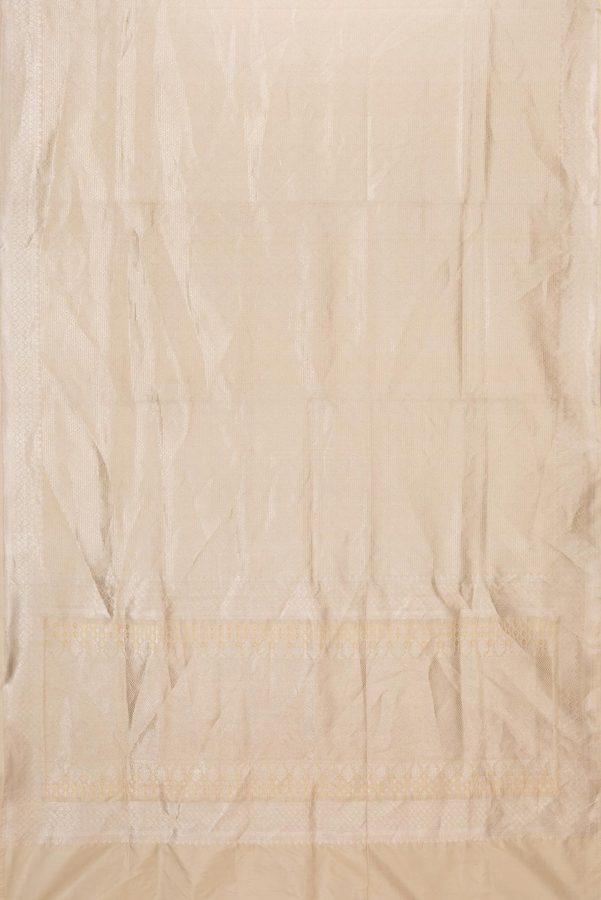Flat view of Beige Dual Tone Banarasi Saree with Zari Brocade on the body and Zari Border