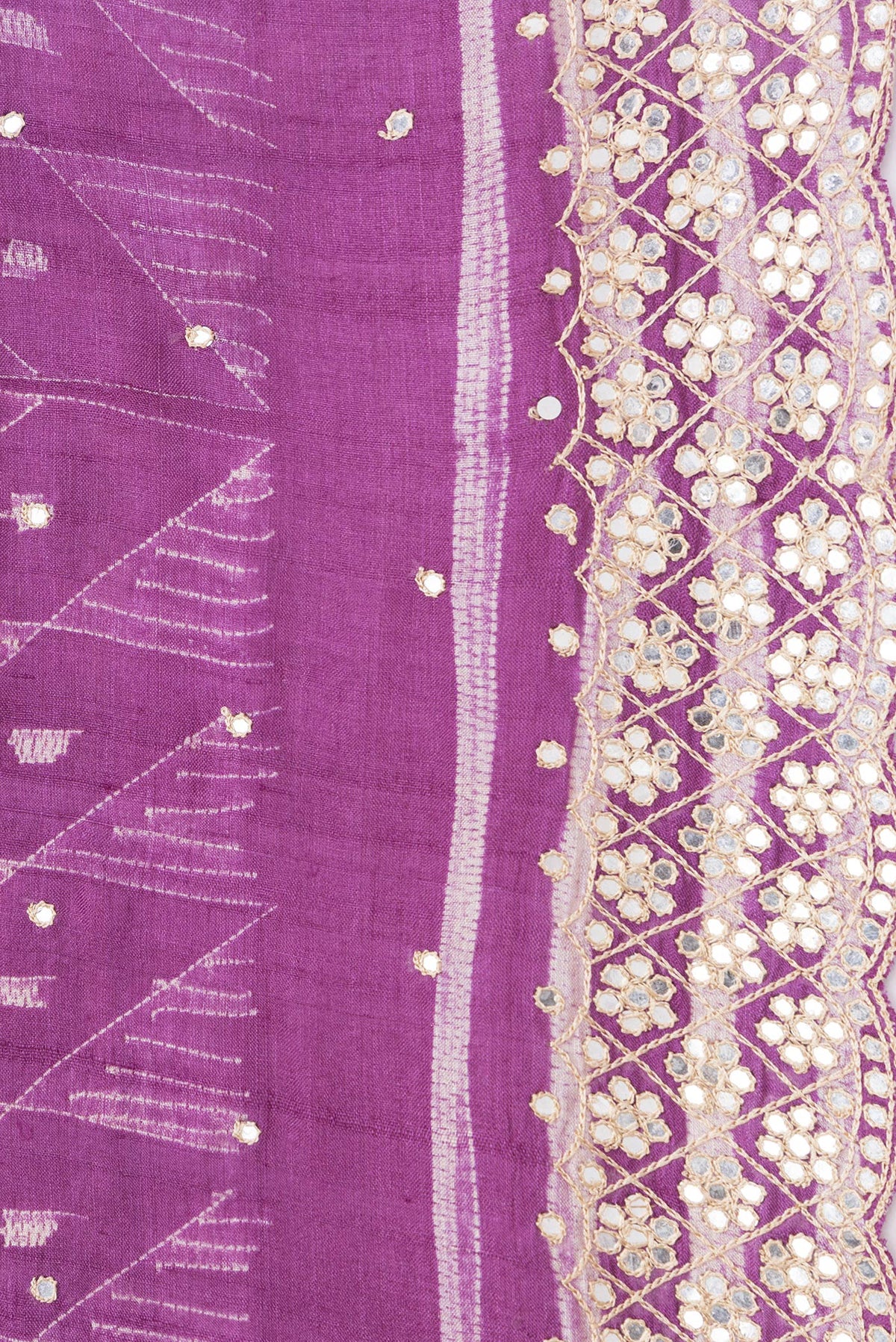 Border image of Purple Dual Tone Tussar Silk Saree with Embroidery on the body and Embroidery Border. 
