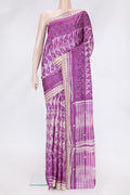 Purple Dual Tone Tussar Silk Saree with Embroidery on the body and Embroidery Border.  displayed on a mannequin