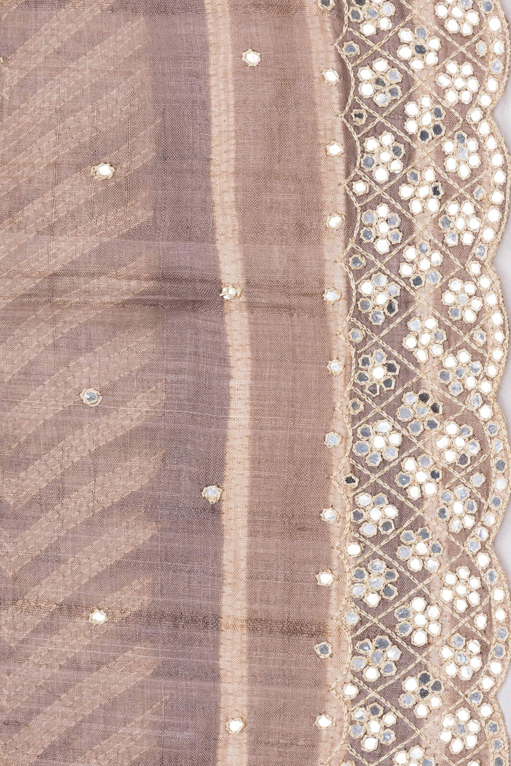 Border image of Golden Peach Dual Tone Tussar Silk Saree with Embroidery on the body and Embroidery Border. 