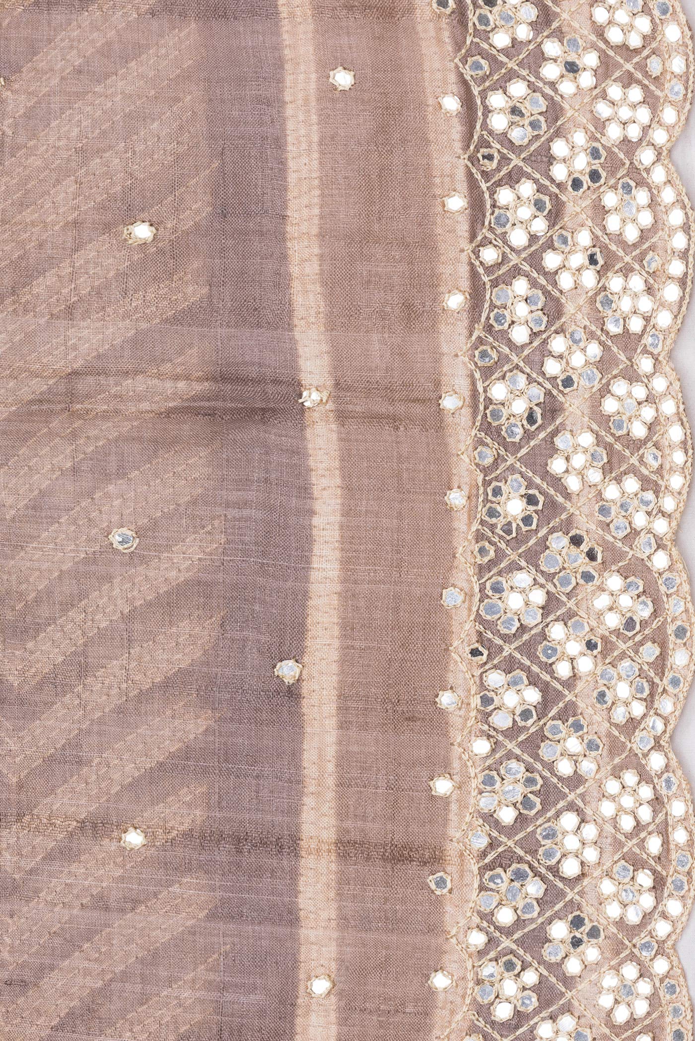 Border image of Golden Peach Dual Tone Tussar Silk Saree with Embroidery on the body and Embroidery Border. 