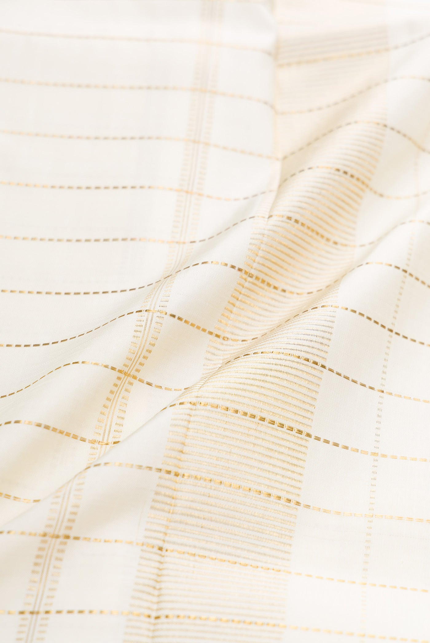 Sandal Silk Dhoti With Angavastram (8X4) Muzham with Checked design on the body and Zari Border