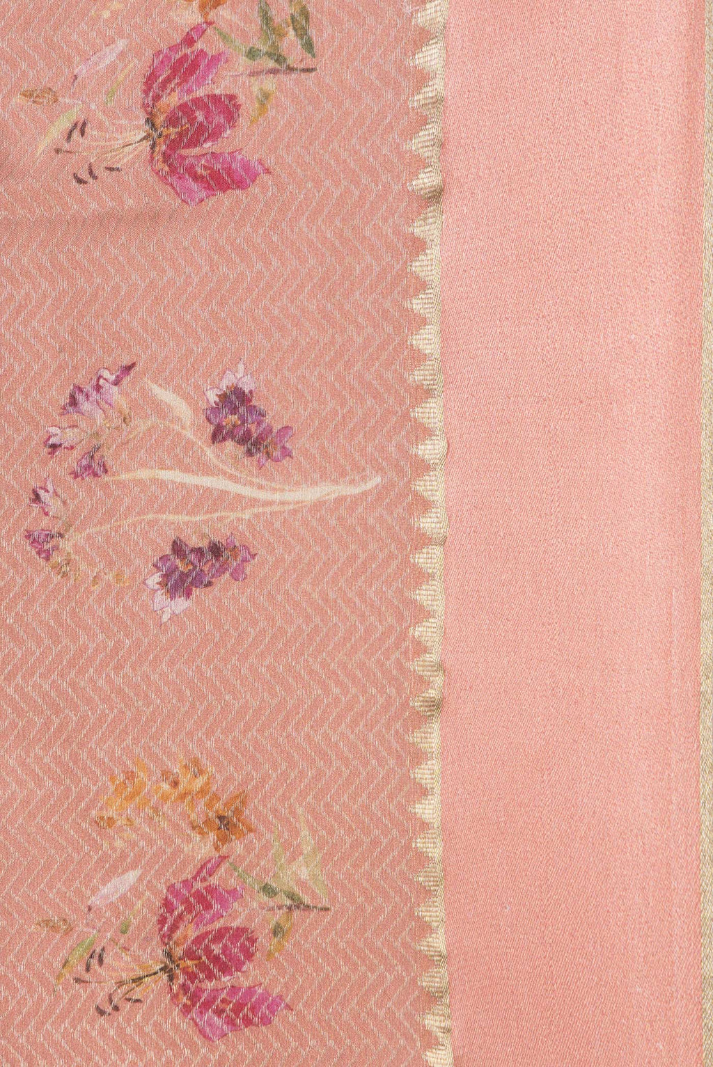 Border image of Peach Dual Tone Georgette Saree with Zari Brocade on the body and Zari Border. 