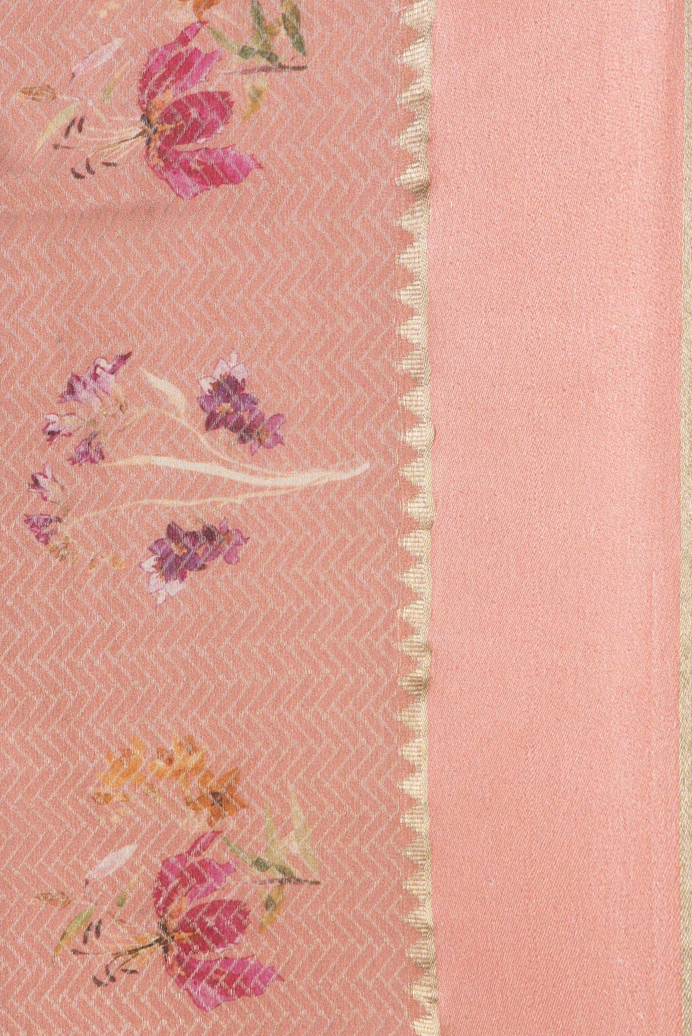 Border image of Peach Dual Tone Georgette Saree with Zari Brocade on the body and Zari Border. 