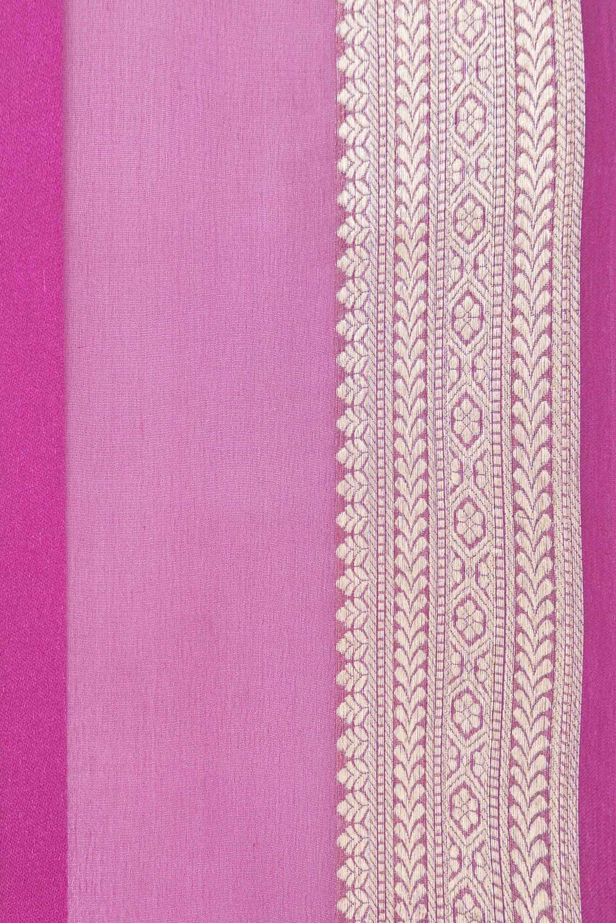 Border image of Multi Color Mysore Georgette Saree with Stripes on the body and Zari Border