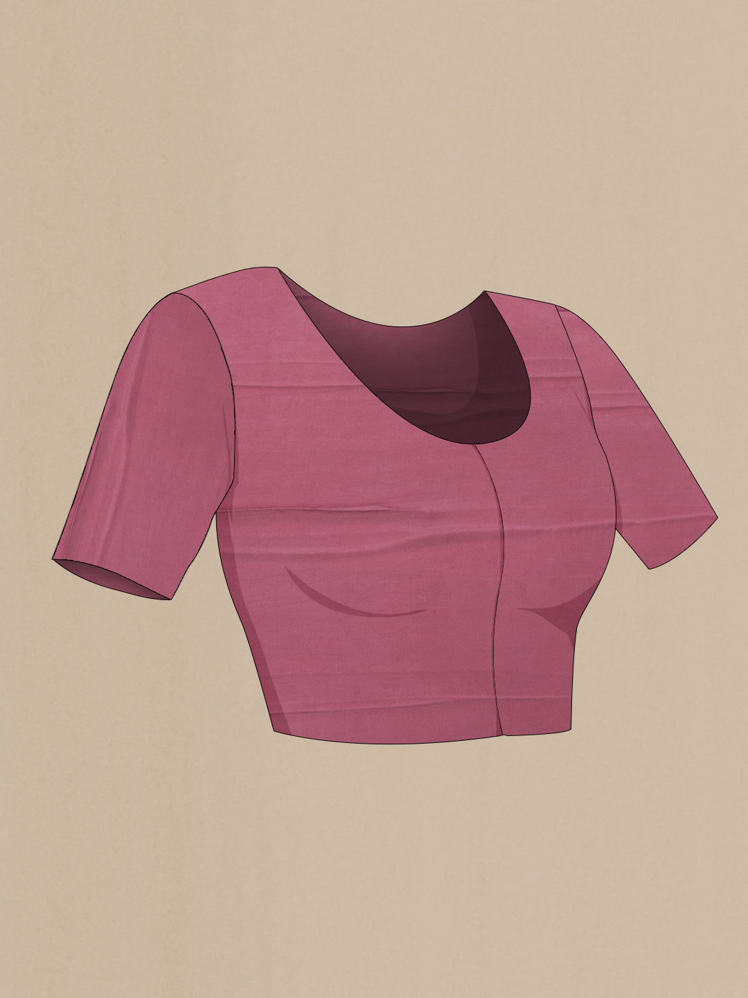 Close up image of the blouse of Pink Dual Tone Mysore Georgette Saree with Zari Brocade on the body and Zari Border