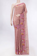 Pink Dual Tone Mysore Georgette Saree with Zari Brocade on the body and Zari Border displayed on a mannequin