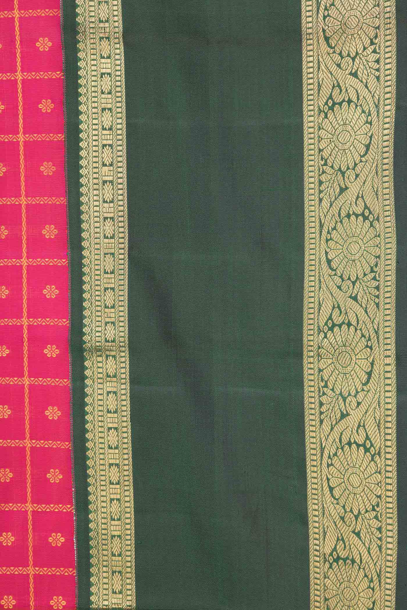 Border image of Pure Silk Pure Zari Pink Dual Tone Kanchipuram Saree with Thread Butta on the body and Zari Border