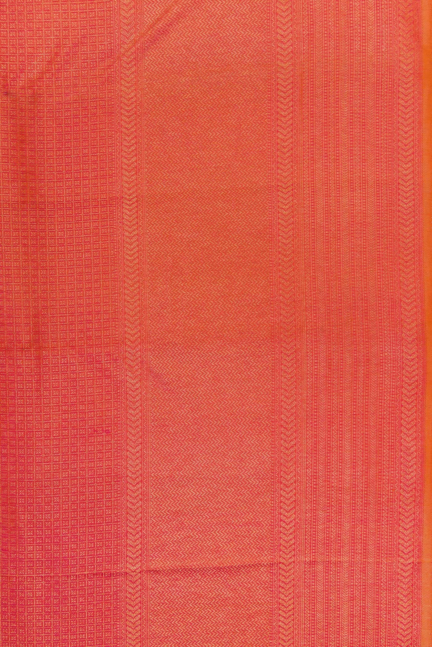 Border image of Brick Orange Dual Tone Kanjivaram Silk Saree with Zari Brocade on the body and Fancy Border. 
