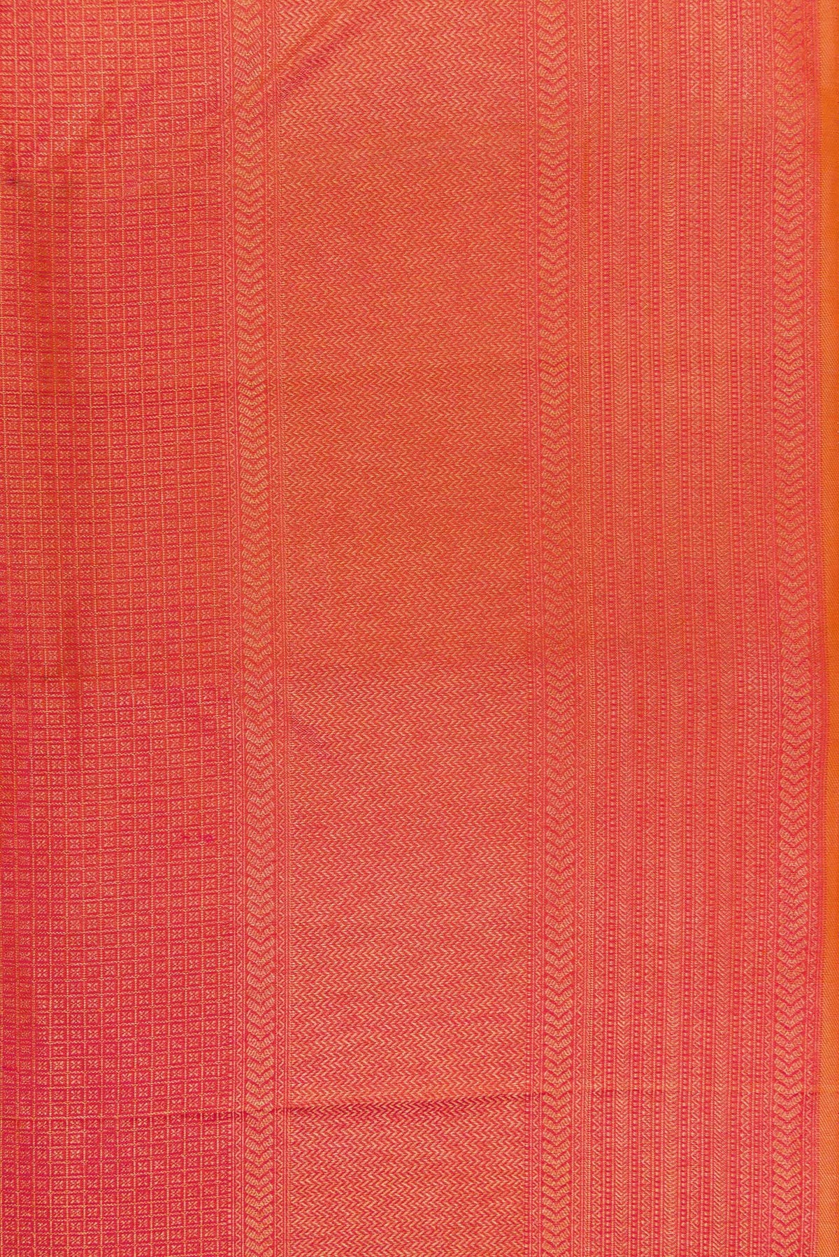 Border image of Brick Orange Dual Tone Kanjivaram Silk Saree with Zari Brocade on the body and Fancy Border. 