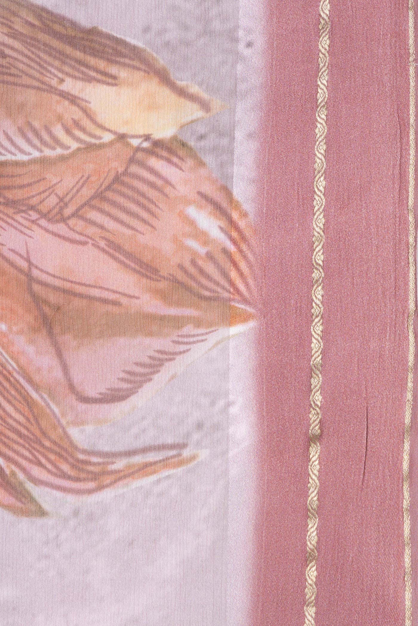 Border image of Pink Dual Tone Mysore Chiffon Saree with Printed design on the body and Zari Border. 