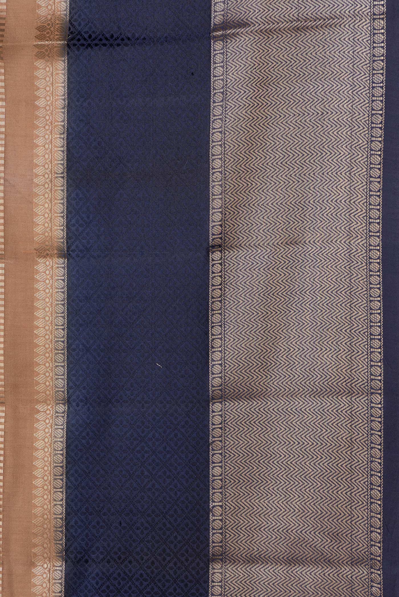 Border image of Brown Dual Tone Tussar Silk Saree with Stripes on the body and Zari Border. 
