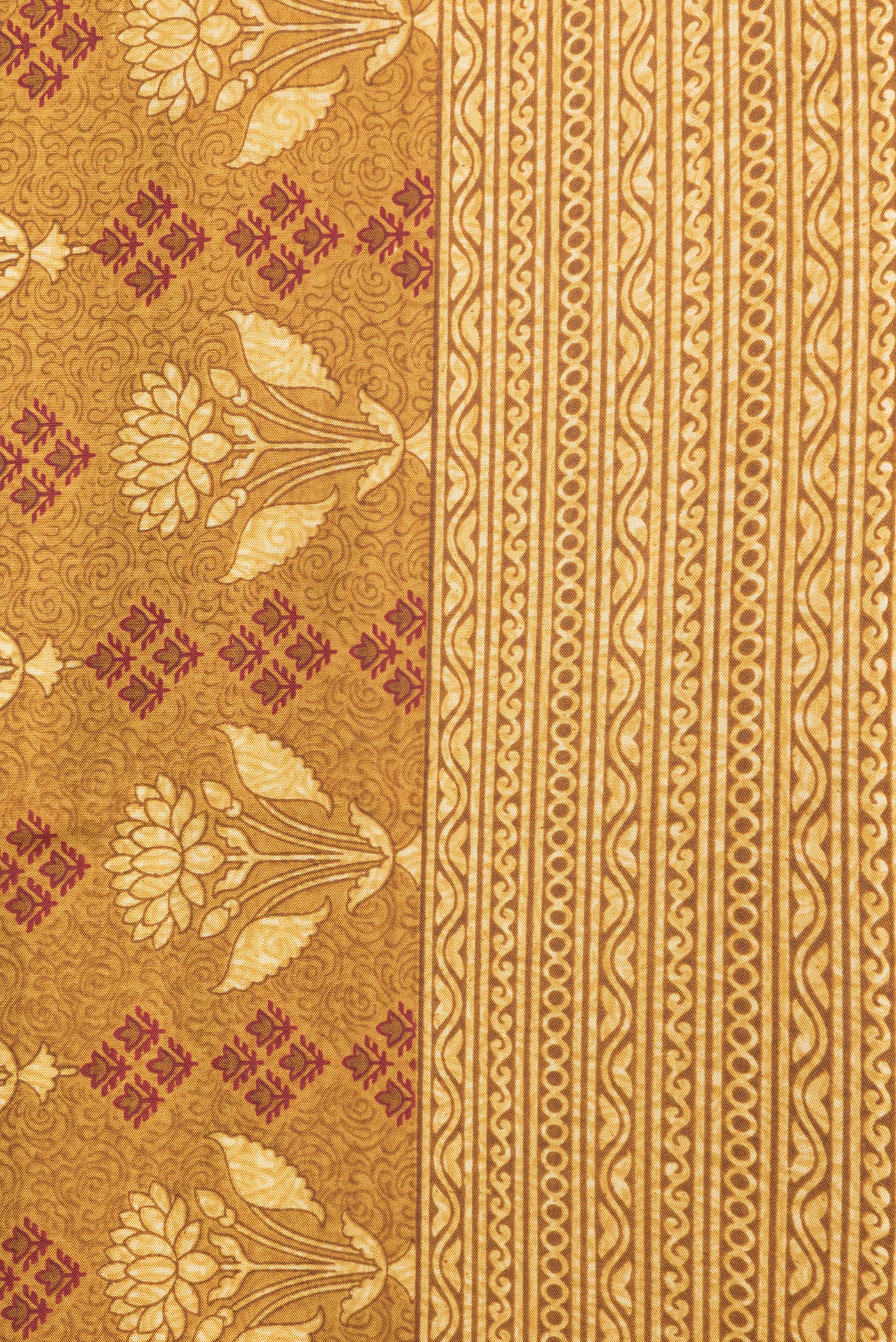Border image of Mustard Dual Tone Printed Silk Saree with Printed design on the body and Printed Border. 