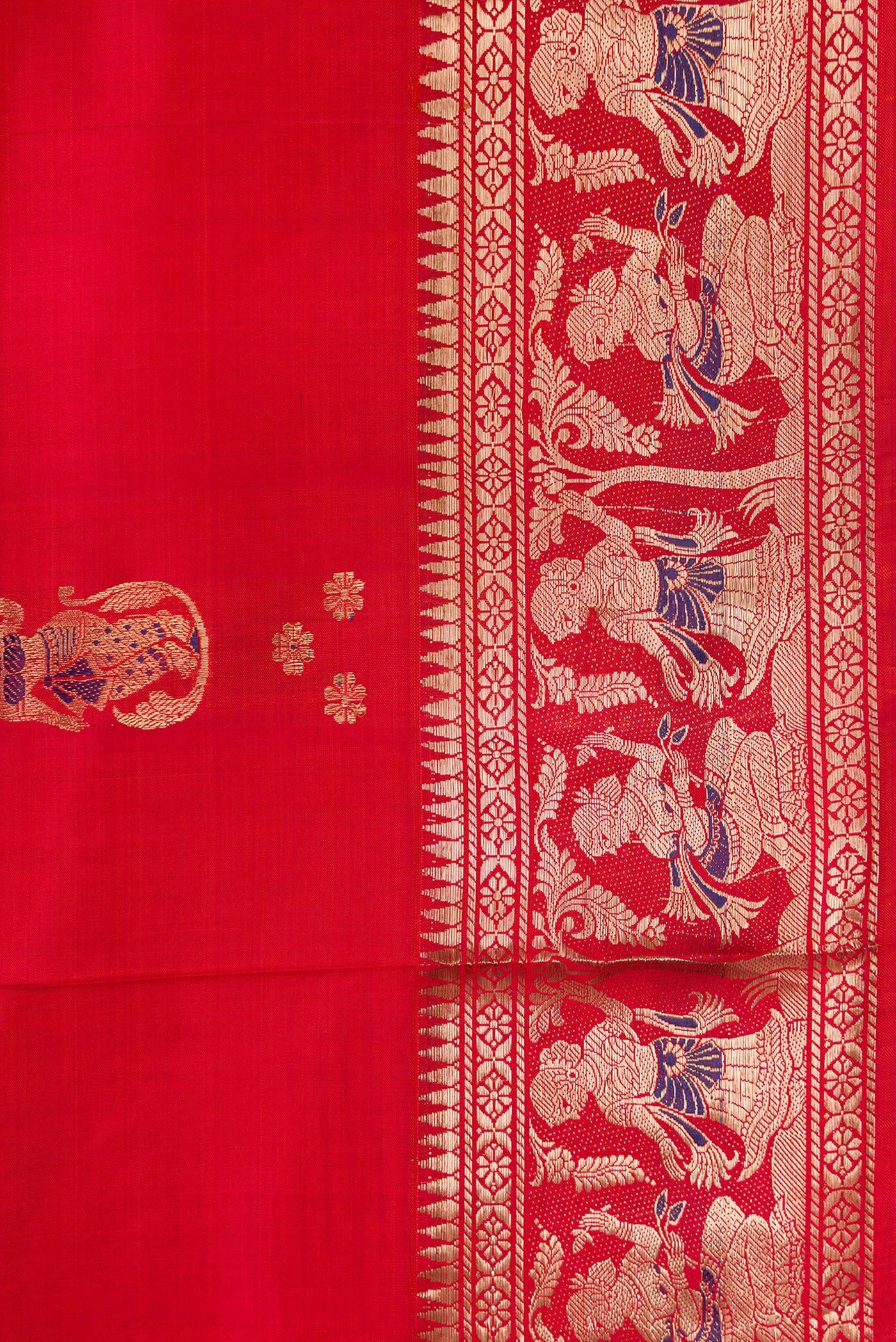 Border image of Dark Mauve Dual Tone Baluchari Silk Saree with Zari And Thread Butta on the body and Fancy Border. 