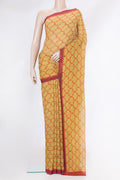 Mehandi Green Dual Tone Mysore Chiffon Saree with Printed design on the body and Plain Border.  displayed on a mannequin