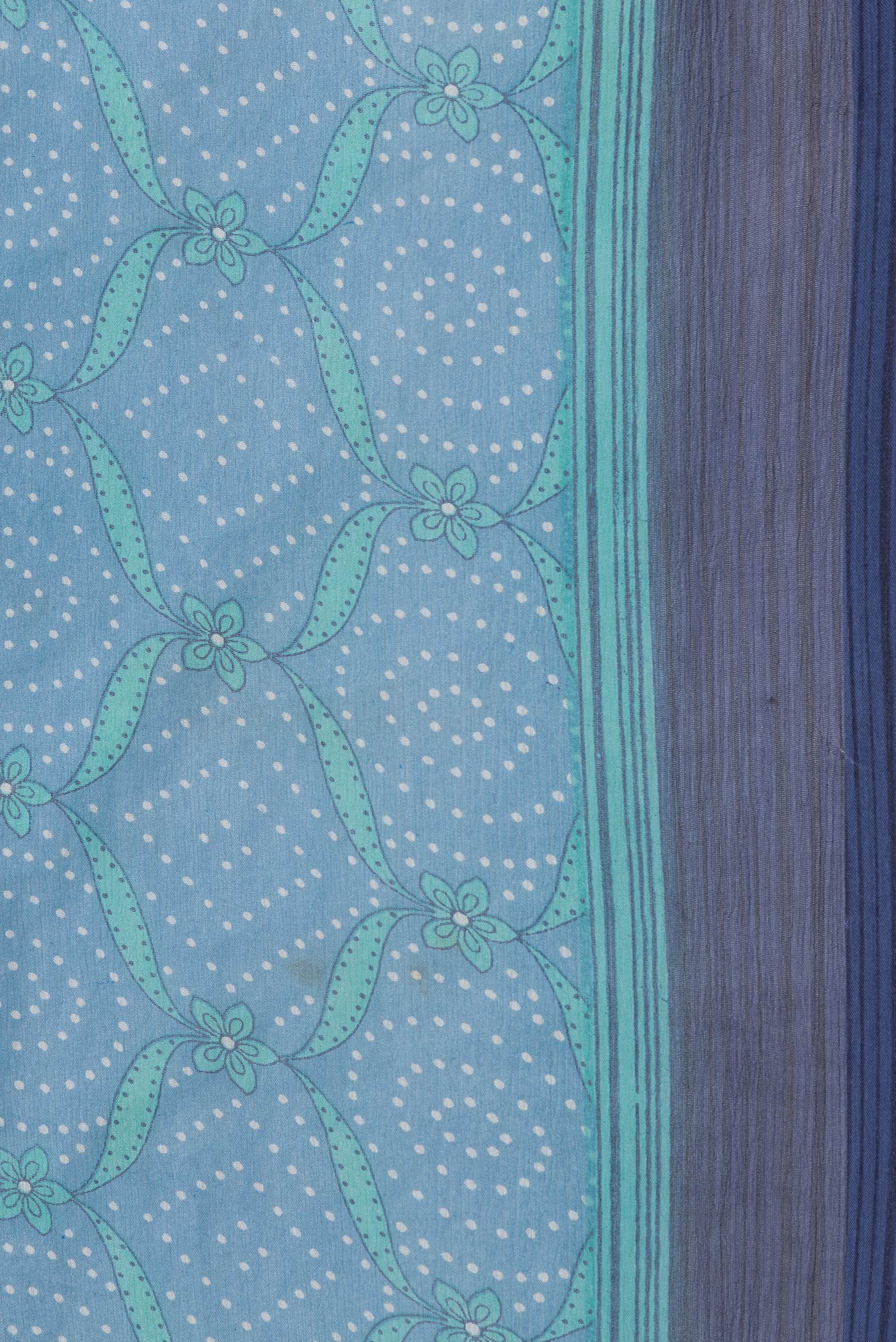 Border image of Sky Blue Dual Tone Mysore Chiffon Saree with Printed design on the body and Printed Border. 