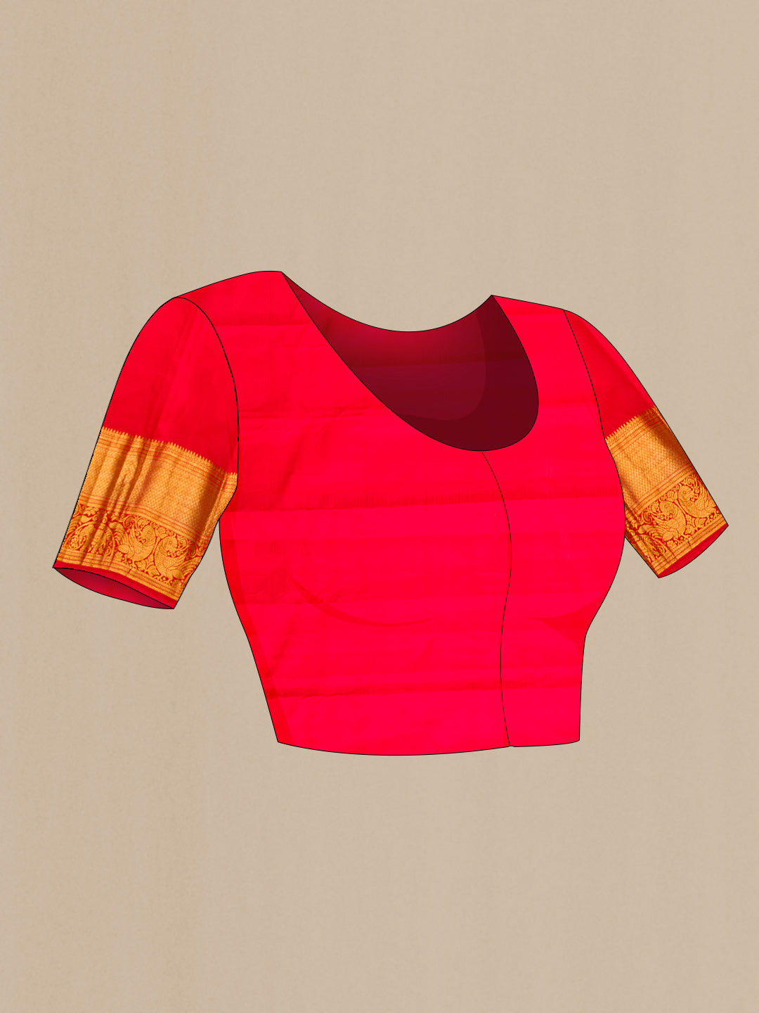 Close up image of the blouse of Light Blue Dual Tone Gadwal Silk Saree with Zari Butta on the body and Zari Border