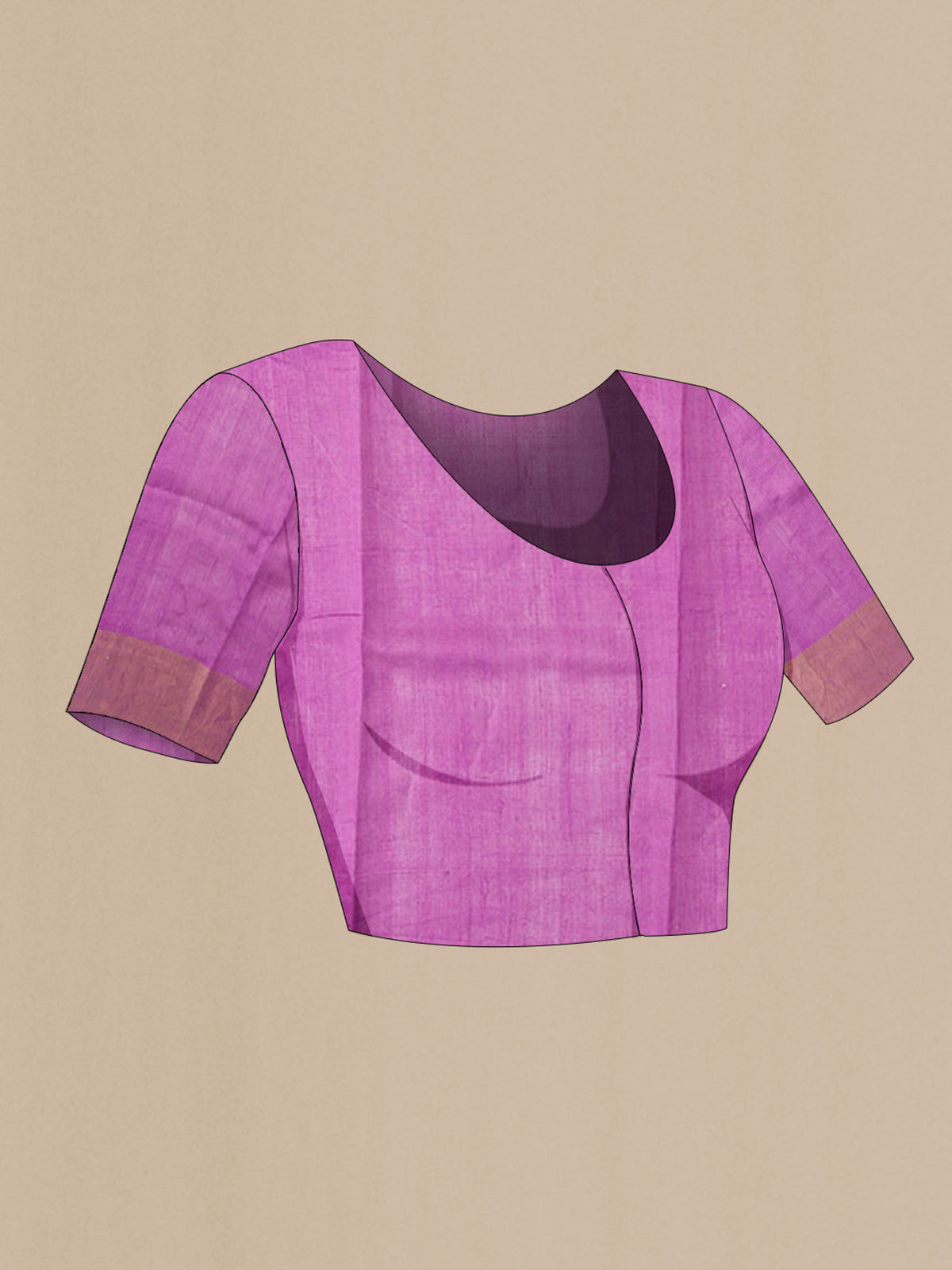 Close up image of the blouse of Green Tussar Silk Saree with Printed design on the body and Zari Border