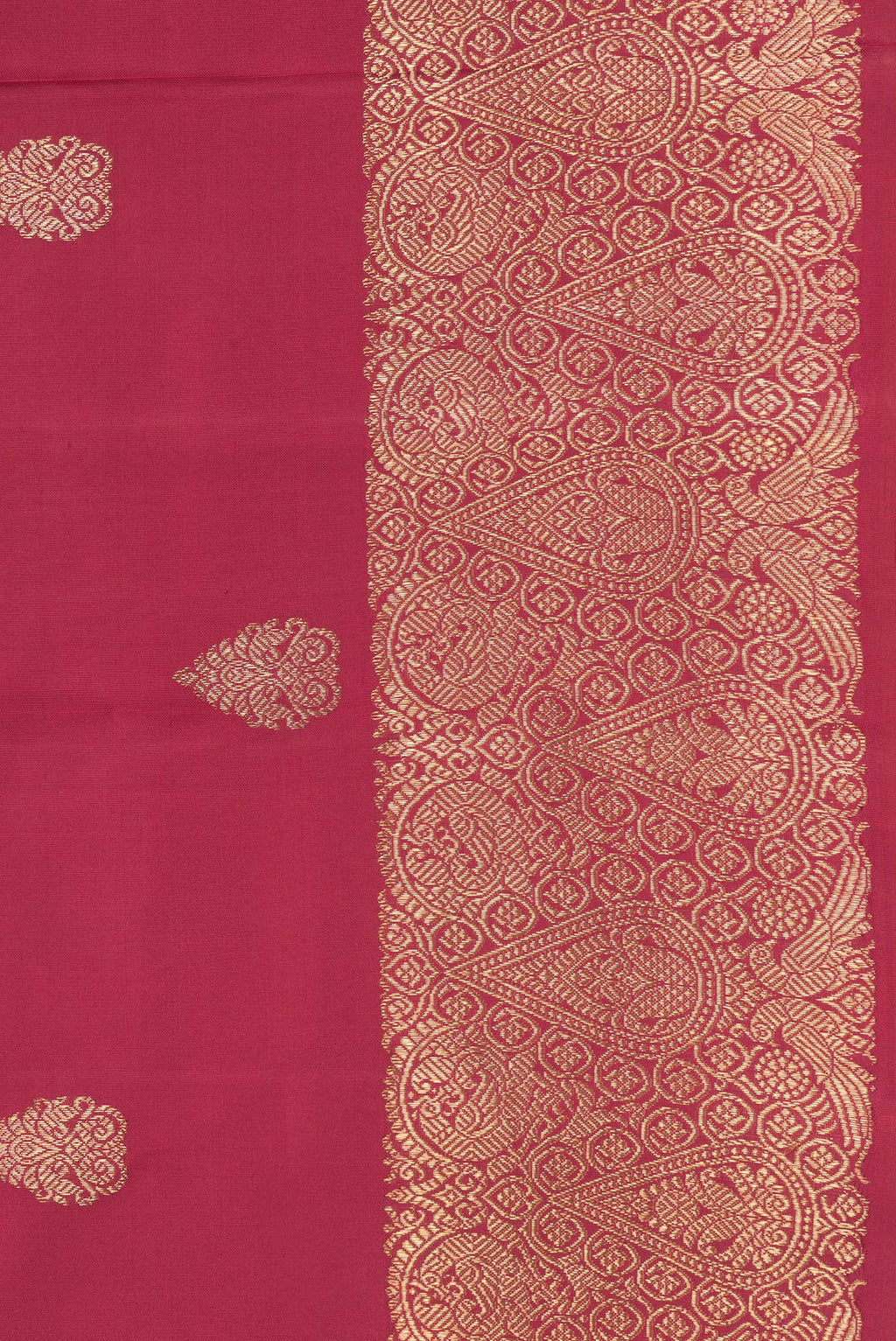Border image of Maroon Dual Tone Kanjivaram Silk Saree with Zari Butta on the body and Zari Border. 