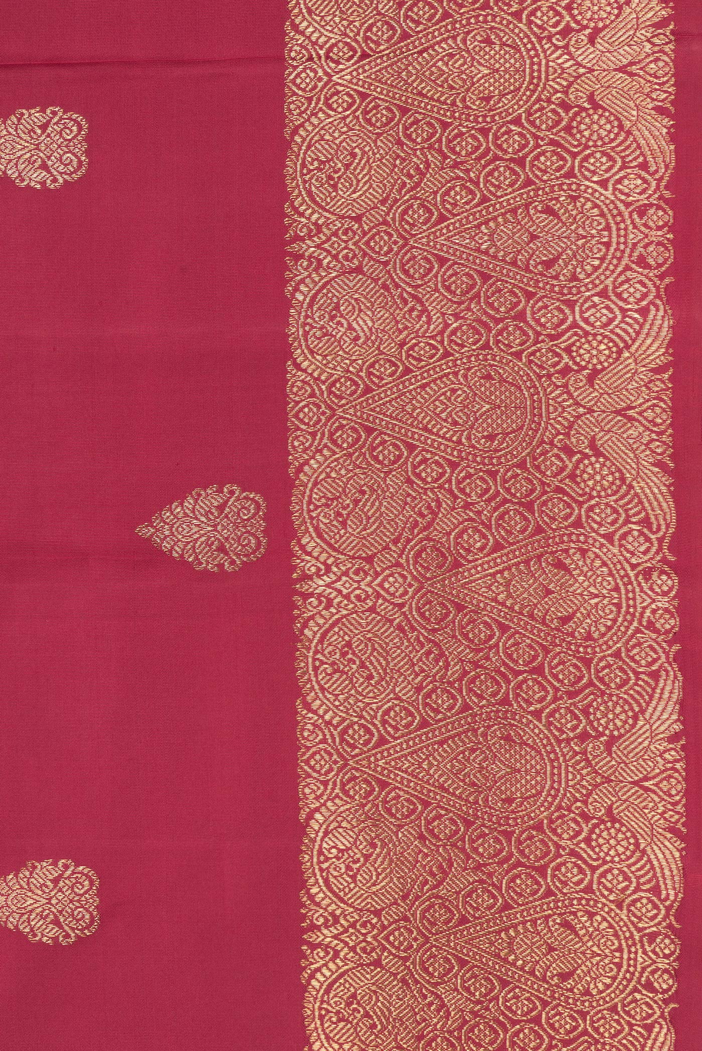Border image of Maroon Dual Tone Kanjivaram Silk Saree with Zari Butta on the body and Zari Border. 
