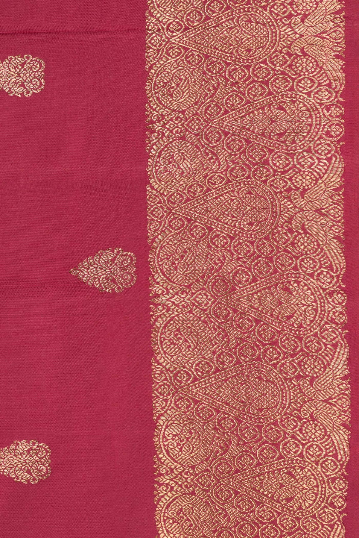 Border image of Maroon Dual Tone Kanjivaram Silk Saree with Zari Butta on the body and Zari Border. 