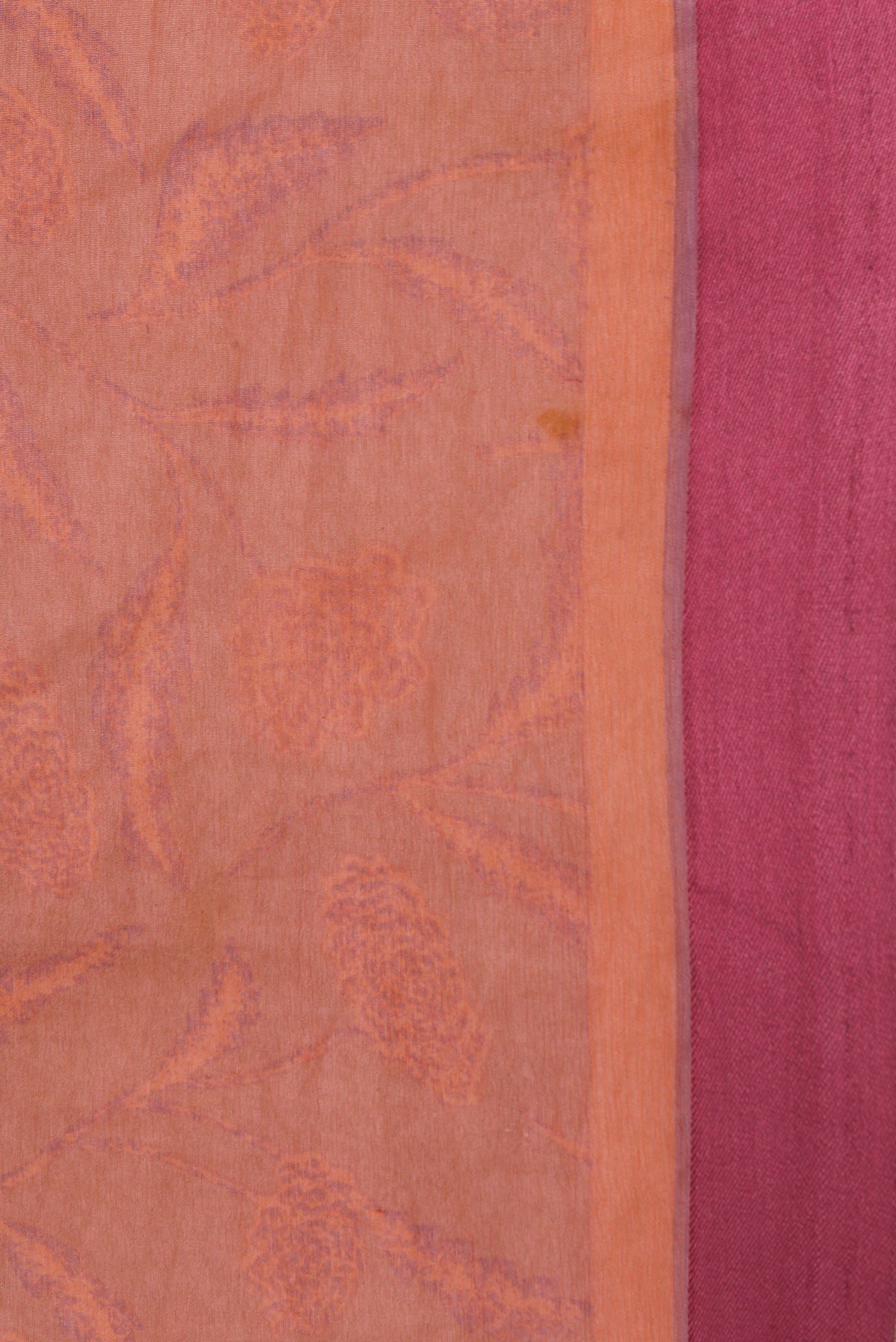 Border image of Orange Dual Tone Mysore Chiffon Saree with Printed design on the body and Plain Border. 