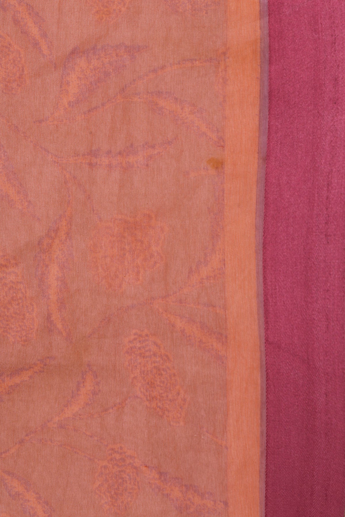 Border image of Orange Dual Tone Mysore Chiffon Saree with Printed design on the body and Plain Border. 