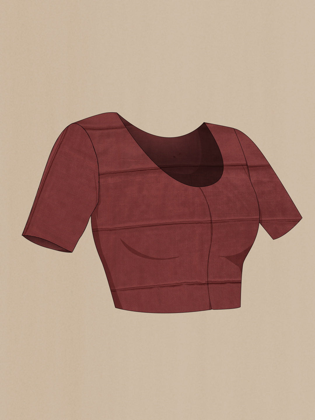 Close up image of the blouse of Maroon Dual Tone Mysore Georgette Saree with Stripes on the body and Zari Border