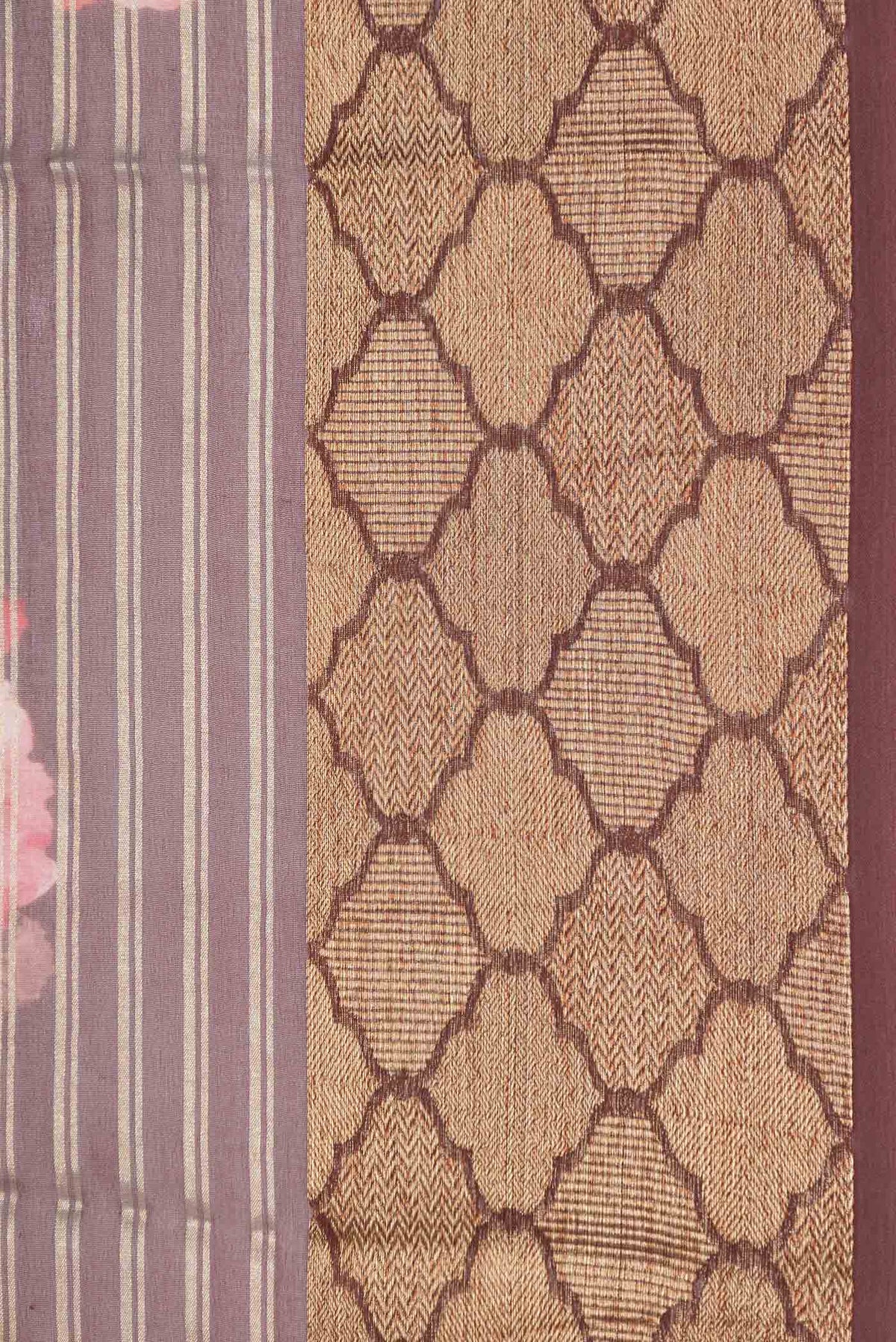 Border image of Maroon Dual Tone Mysore Georgette Saree with Stripes on the body and Zari Border