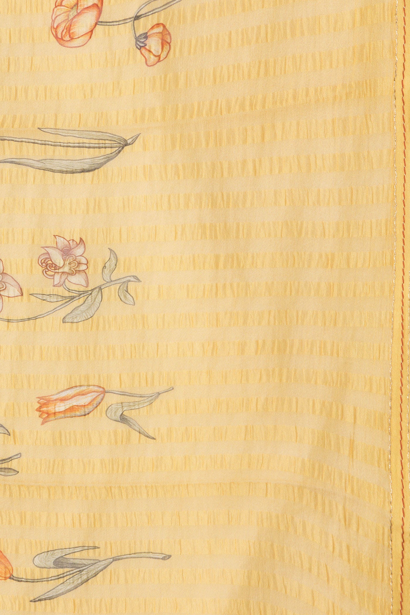 Border image of Yellow Dual Tone Mysore Georgette Saree with Printed design on the body and Zari Border. 