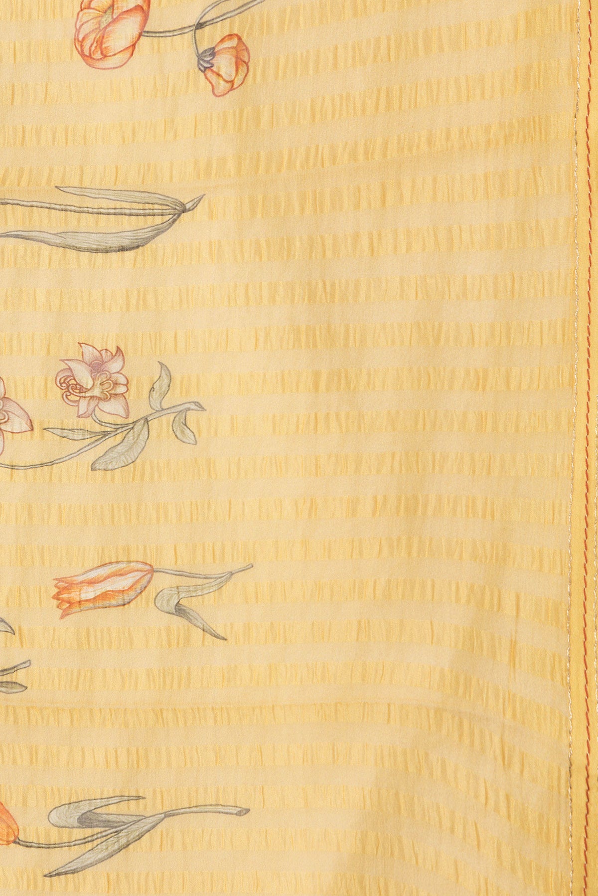 Border image of Yellow Dual Tone Mysore Georgette Saree with Printed design on the body and Zari Border. 