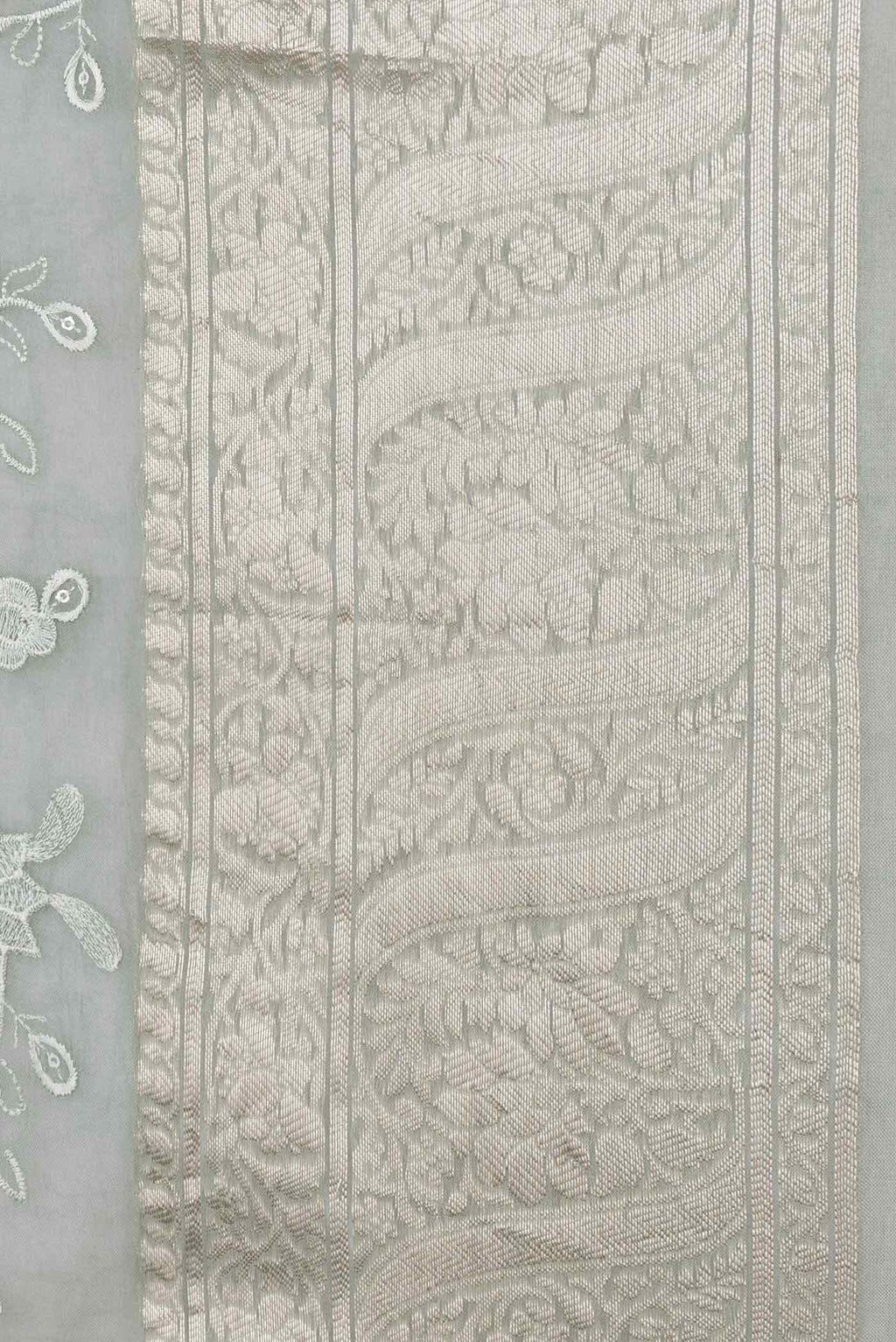 Border image of Light Green Dual Tone Organza Silk Saree with Zari Brocade on the body and Zari Border. 