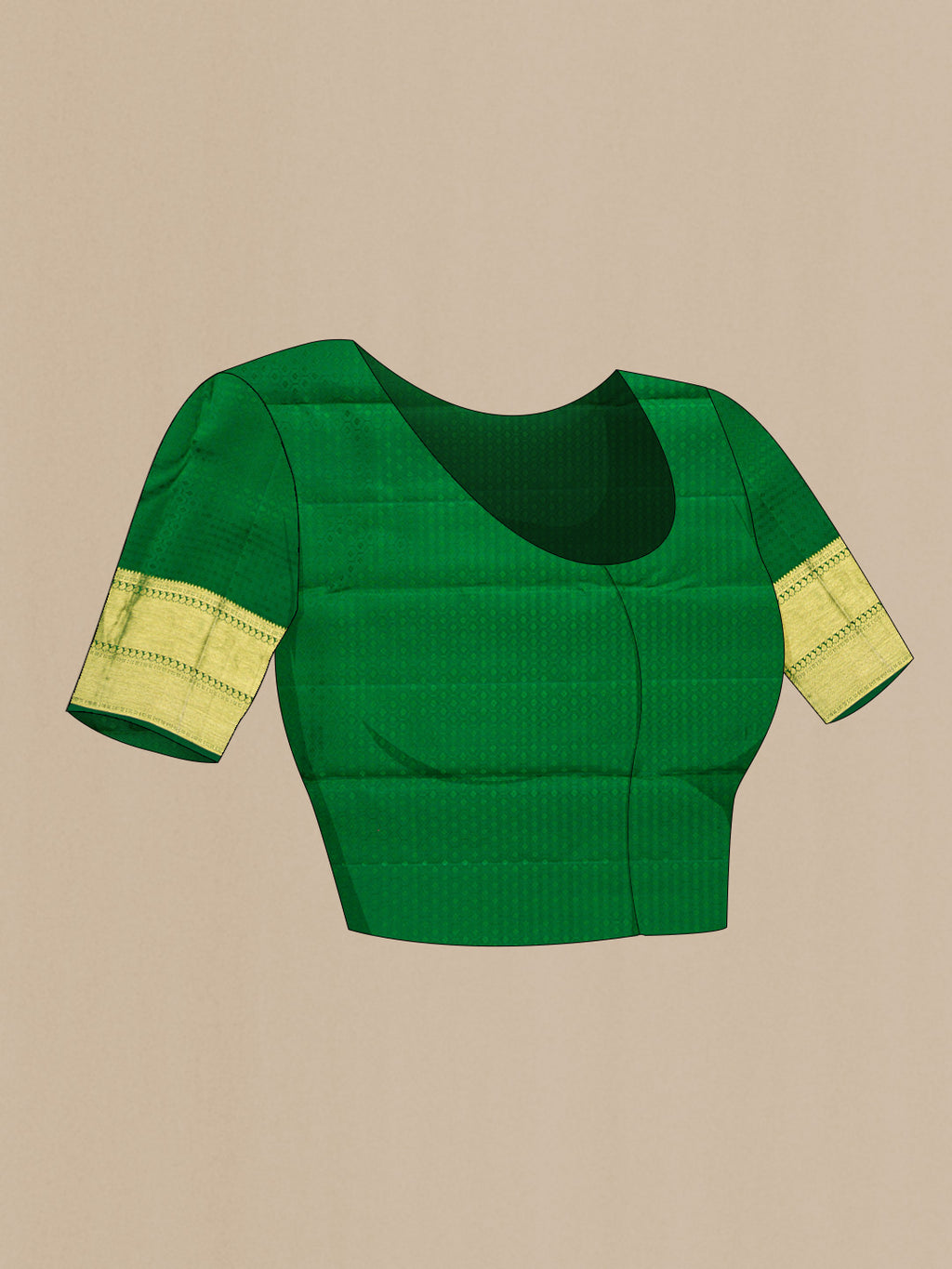 Close up image of the blouse of Pink Dual Tone Kanchipuram Silk Saree with Zari Brocade on the body and Zari Border