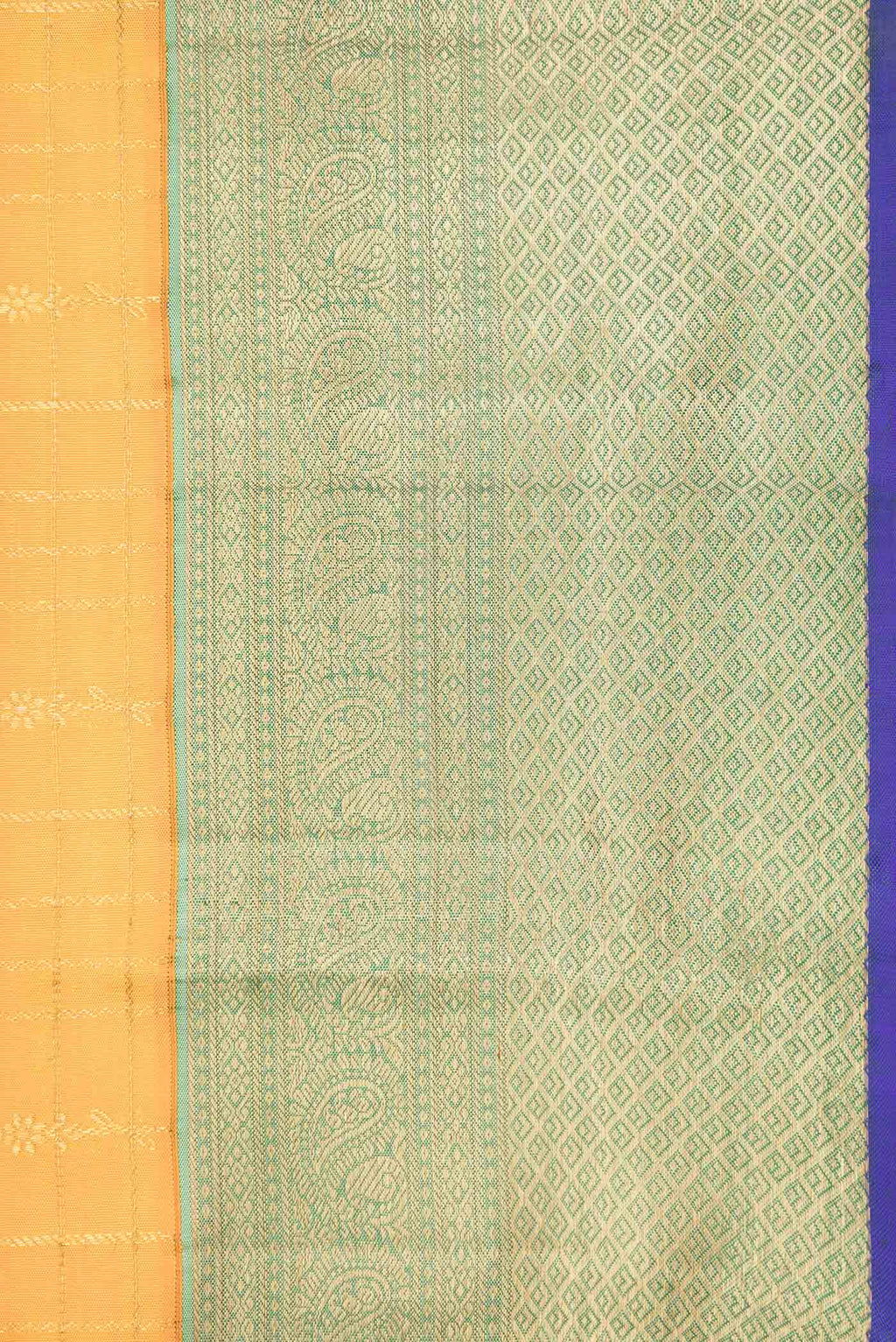 Border image of Pure Silk Pure Zari Orange Dual Tone Kanchipuram Saree with Checked design on the body and Zari Border