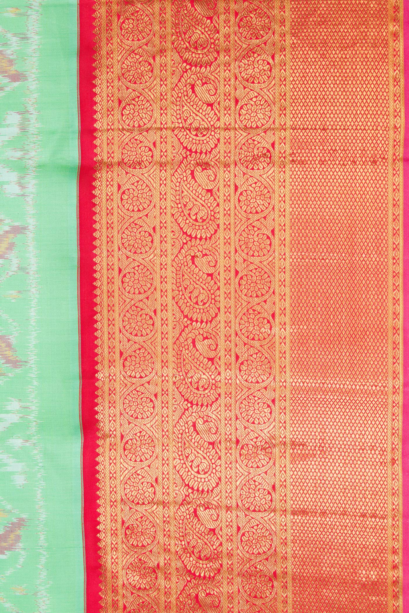 Border image of Mustard Dual Tone Tussar Silk Saree with Embroidery on the body and Embroidery Border. 