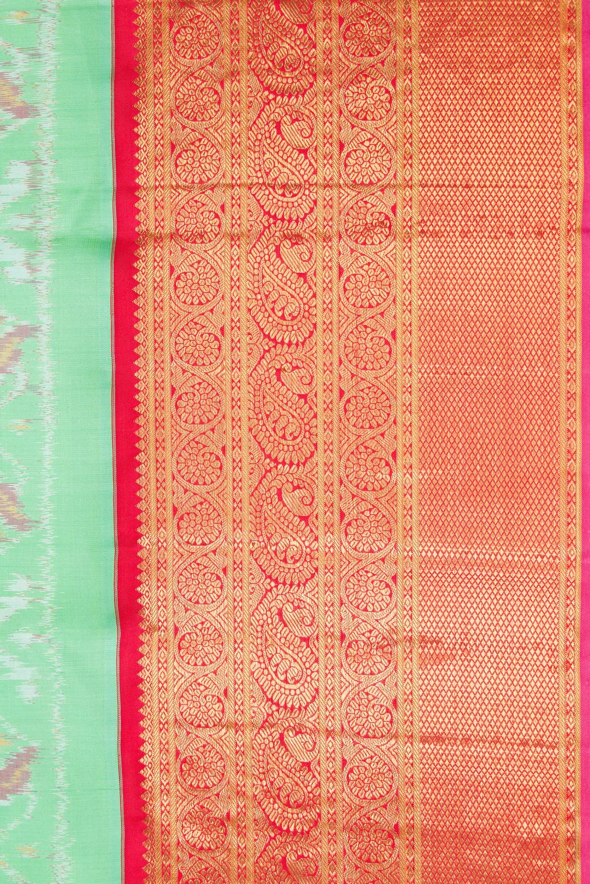 Border image of Mustard Dual Tone Tussar Silk Saree with Embroidery on the body and Embroidery Border. 