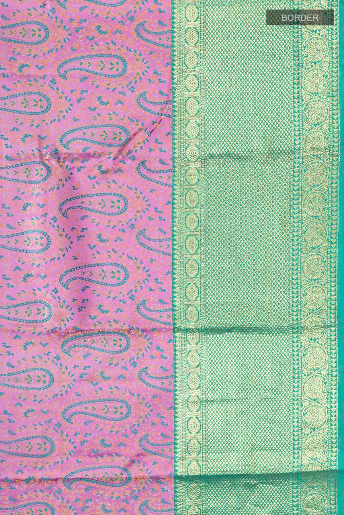 Border image of Lavender Kanchipuram Silk Saree with Jacquard design on the body and Zari Border