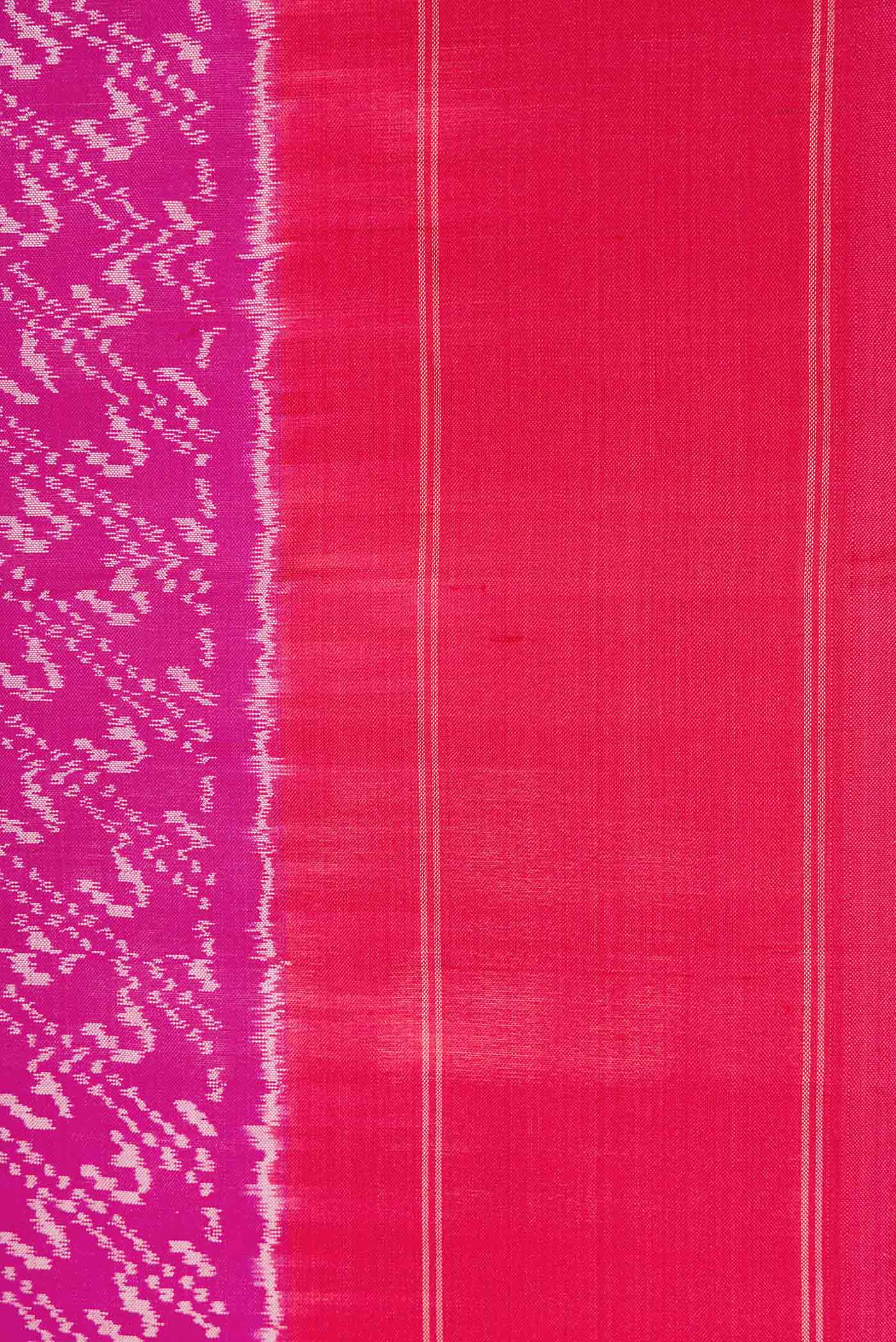 Border image of Pink Dual Tone Rajkot Patola Silk Saree with Ikat Print on the body and Plain Border