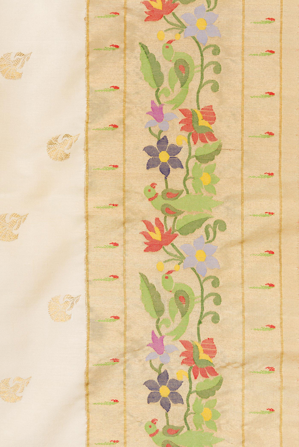 Border image of Sandal Dual Tone Double Ikat Saree with Zari Butta on the body and Paithani Border. 
