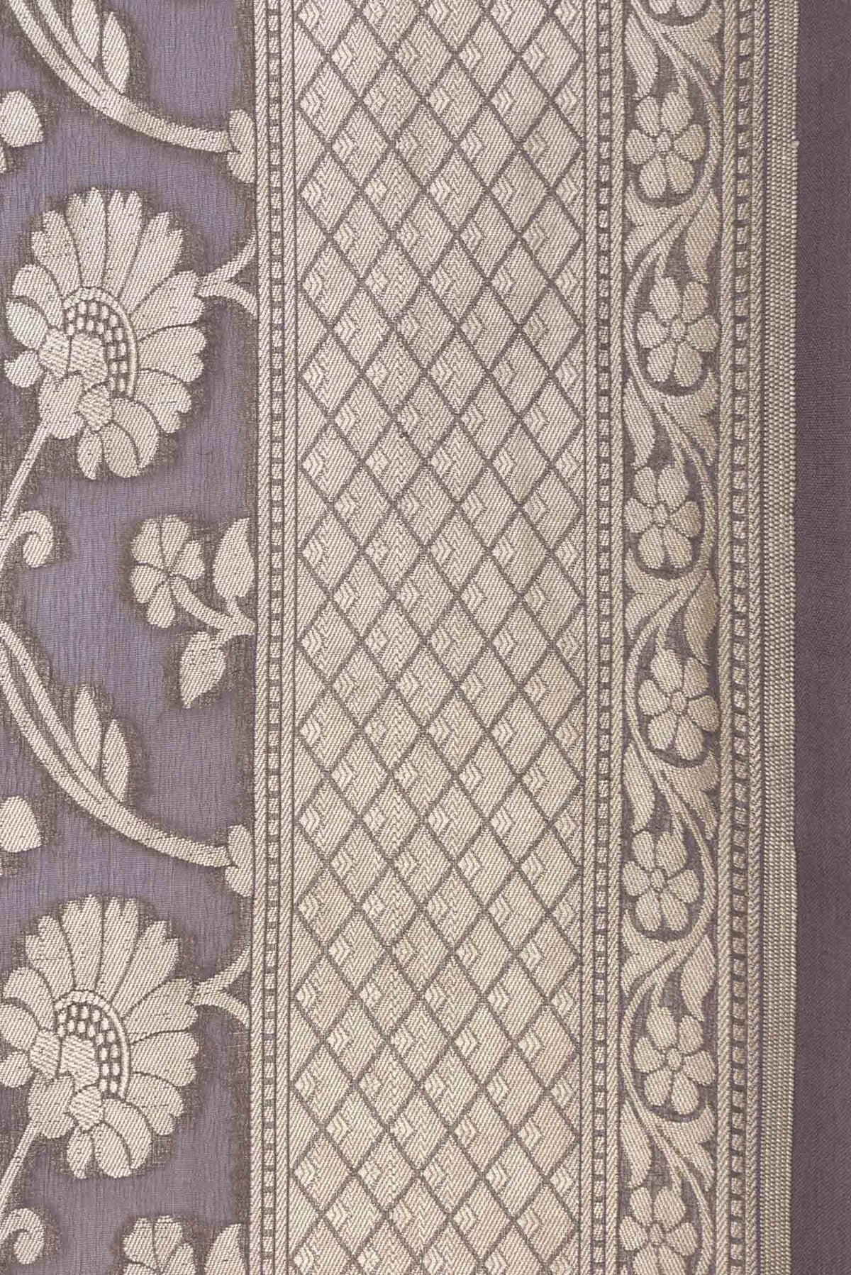 Border image of Brown Dual Tone Blended Banarasi Georgette Saree with Zari Brocade on the body and Zari Border