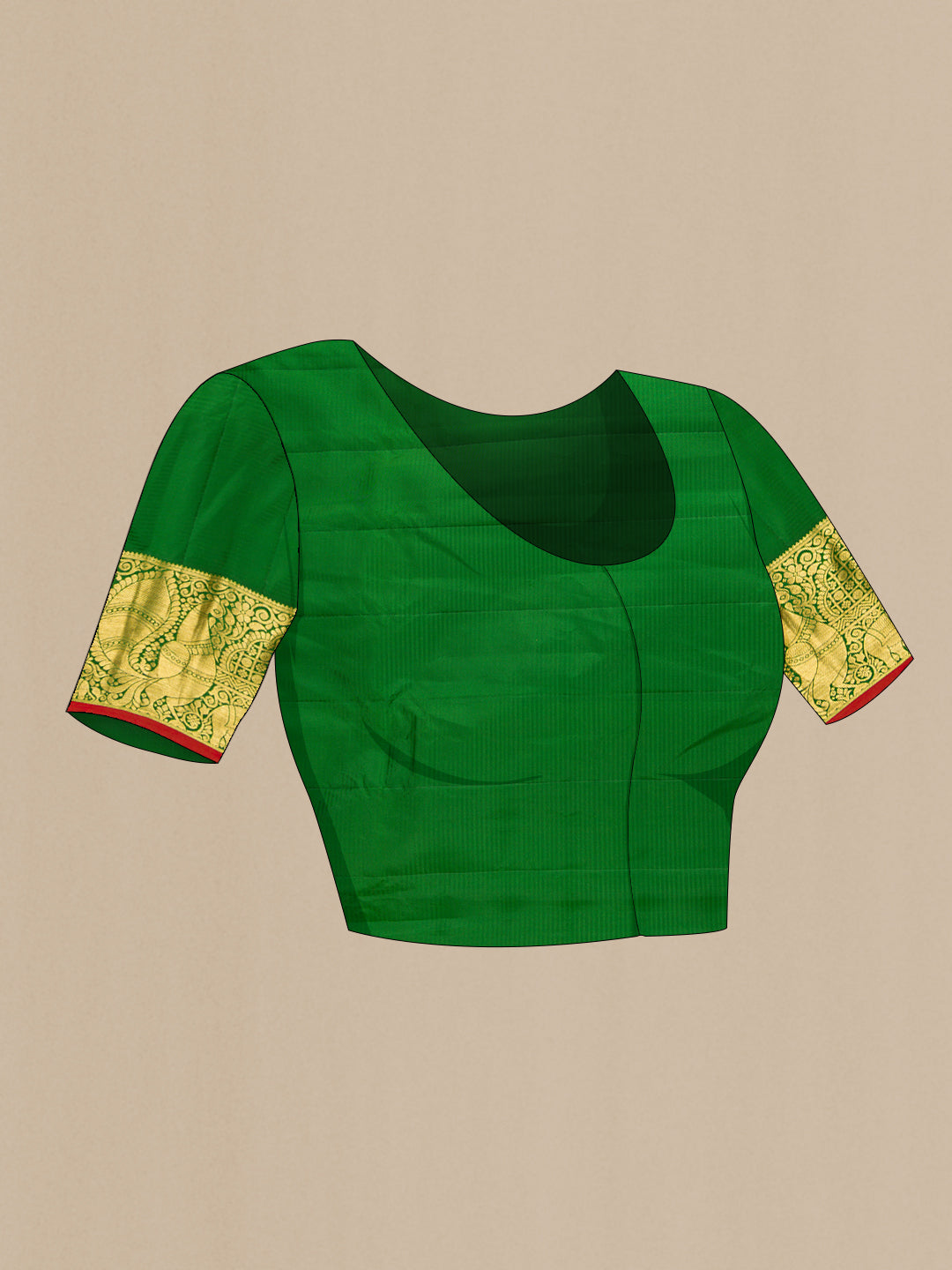 Close up image of the blouse of Mustard Dual Tone Gadwal Silk Saree with Zari And Thread Butta on the body and Zari Border. 