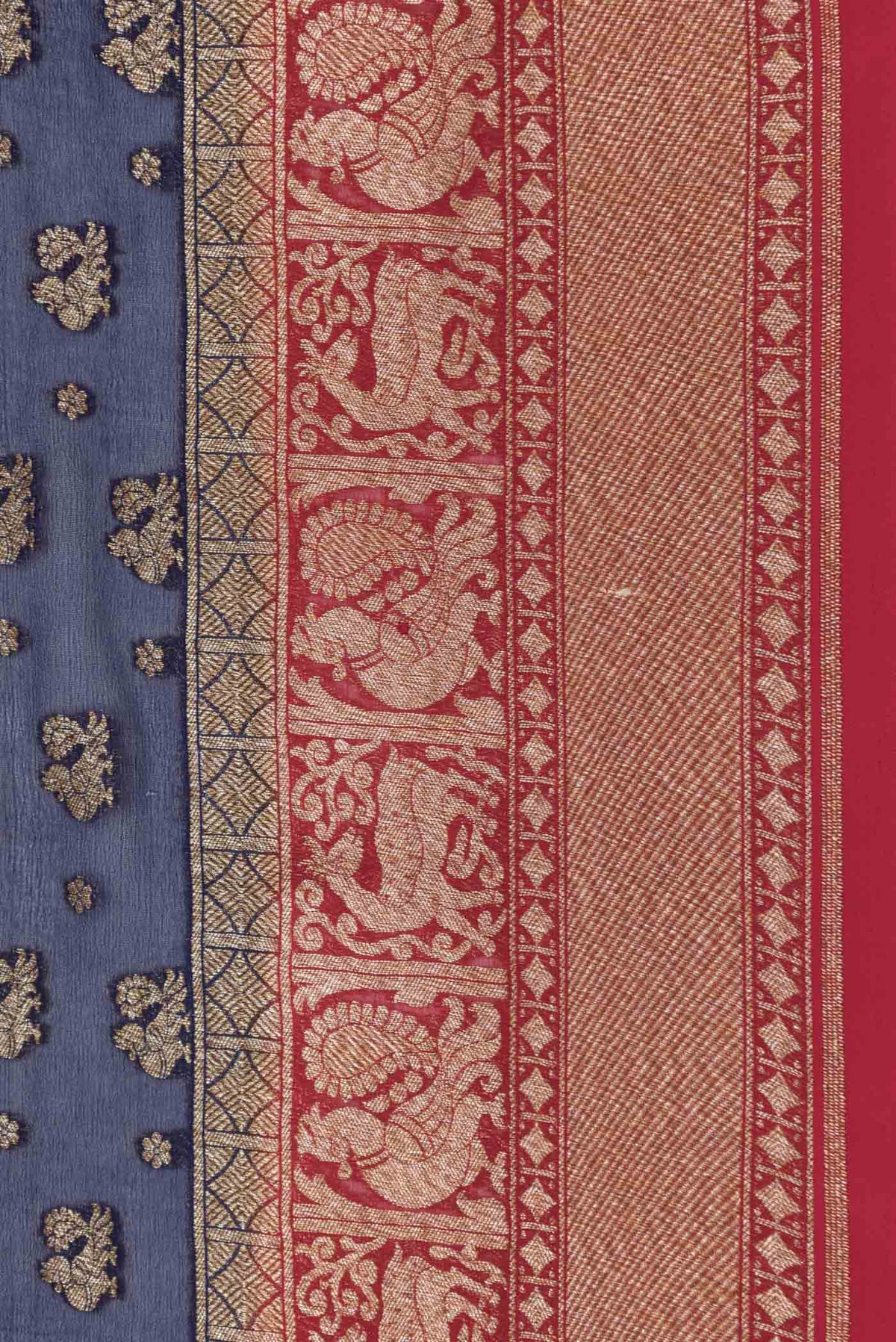 Border image of Royal Blue Dual Tone Banarasi Georgette Saree with Zari Brocade on the body and Zari Border