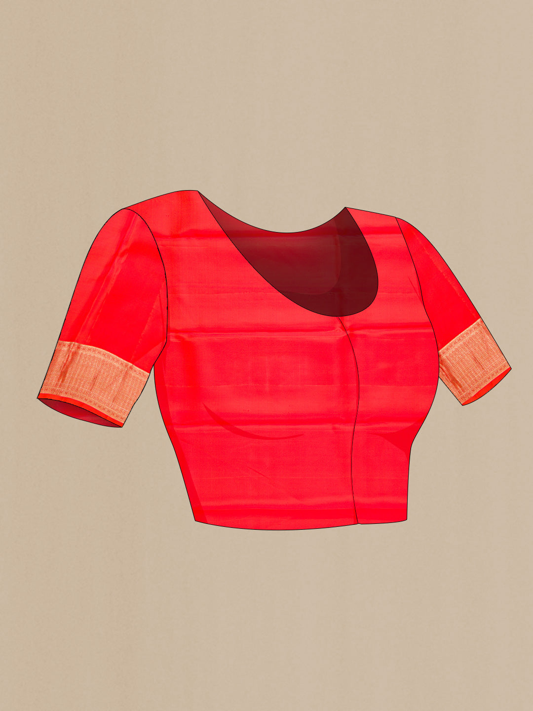 Close up image of the blouse of Coffee Brown Dual Tone Kanchipuram Silk Saree with Zari Brocade on the body and Zari Border. 