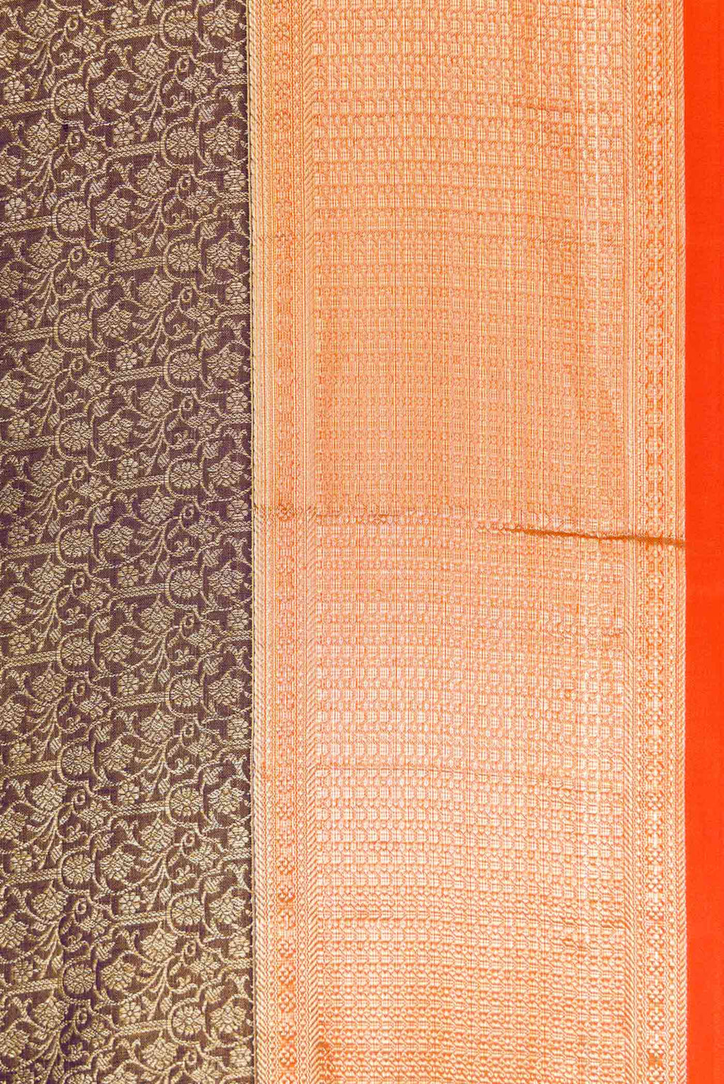 Border image of Coffee Brown Dual Tone Kanchipuram Silk Saree with Zari Brocade on the body and Zari Border. 