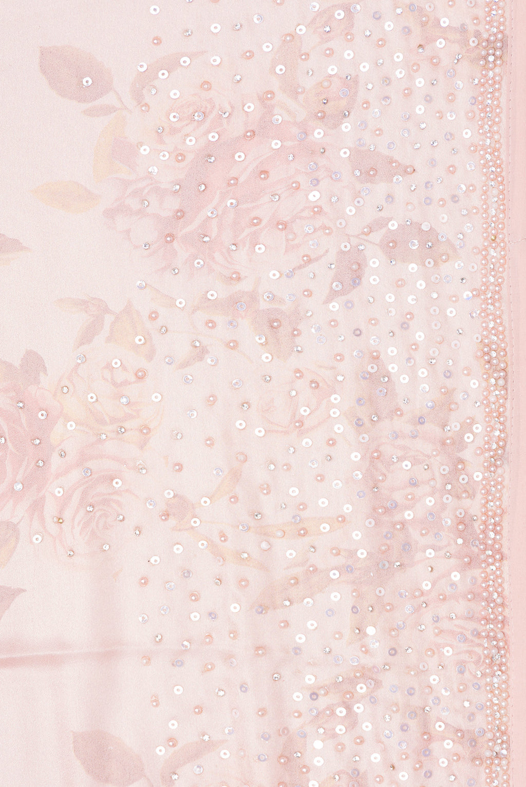 Border image of Rose Gold Dual Tone Georgette Saree with Embroidery on the body and Embroidery Border. 