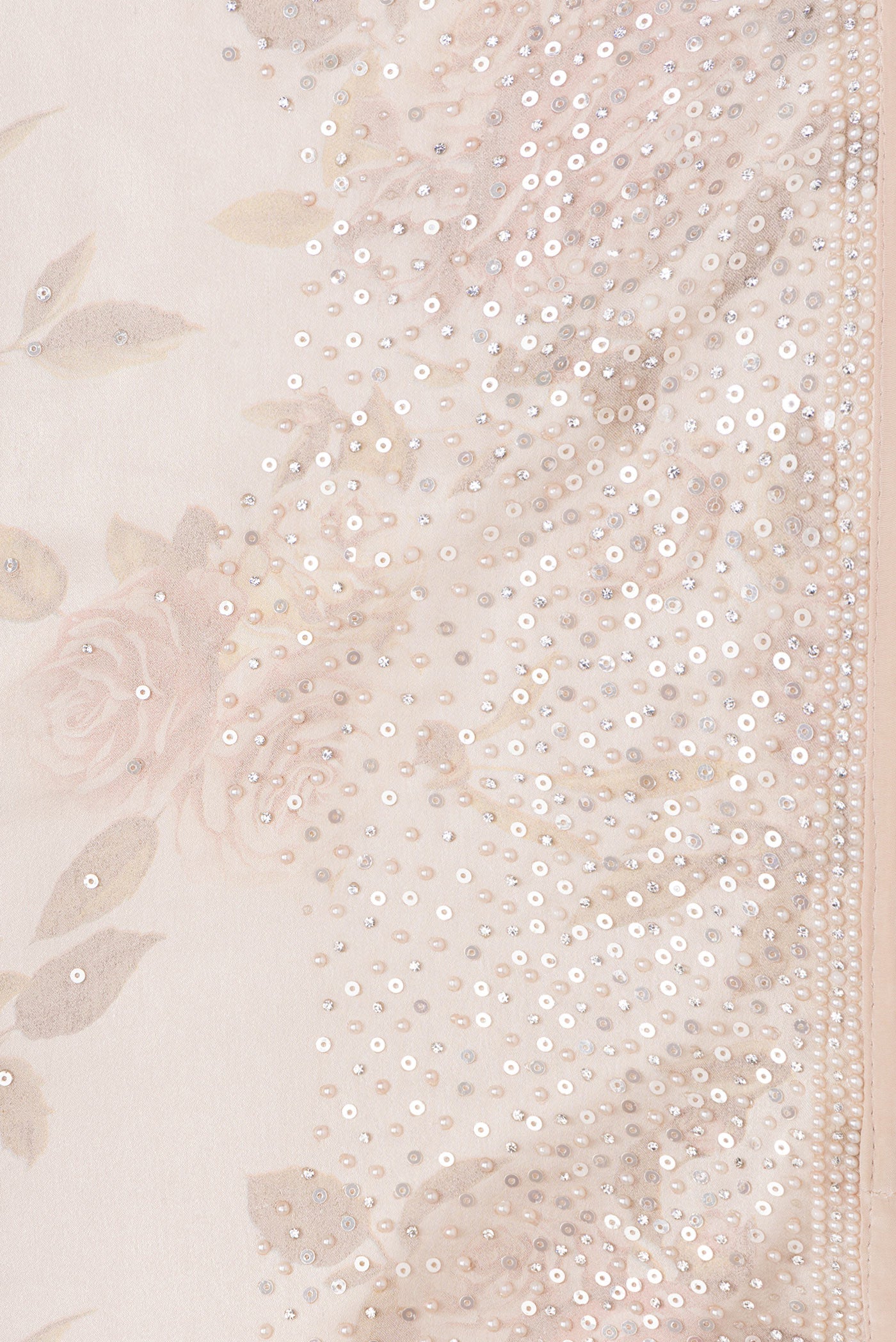 Border image of Rose Gold Dual Tone Mysore Crepe Saree with Embroidery on the body and Embroidery Border. 